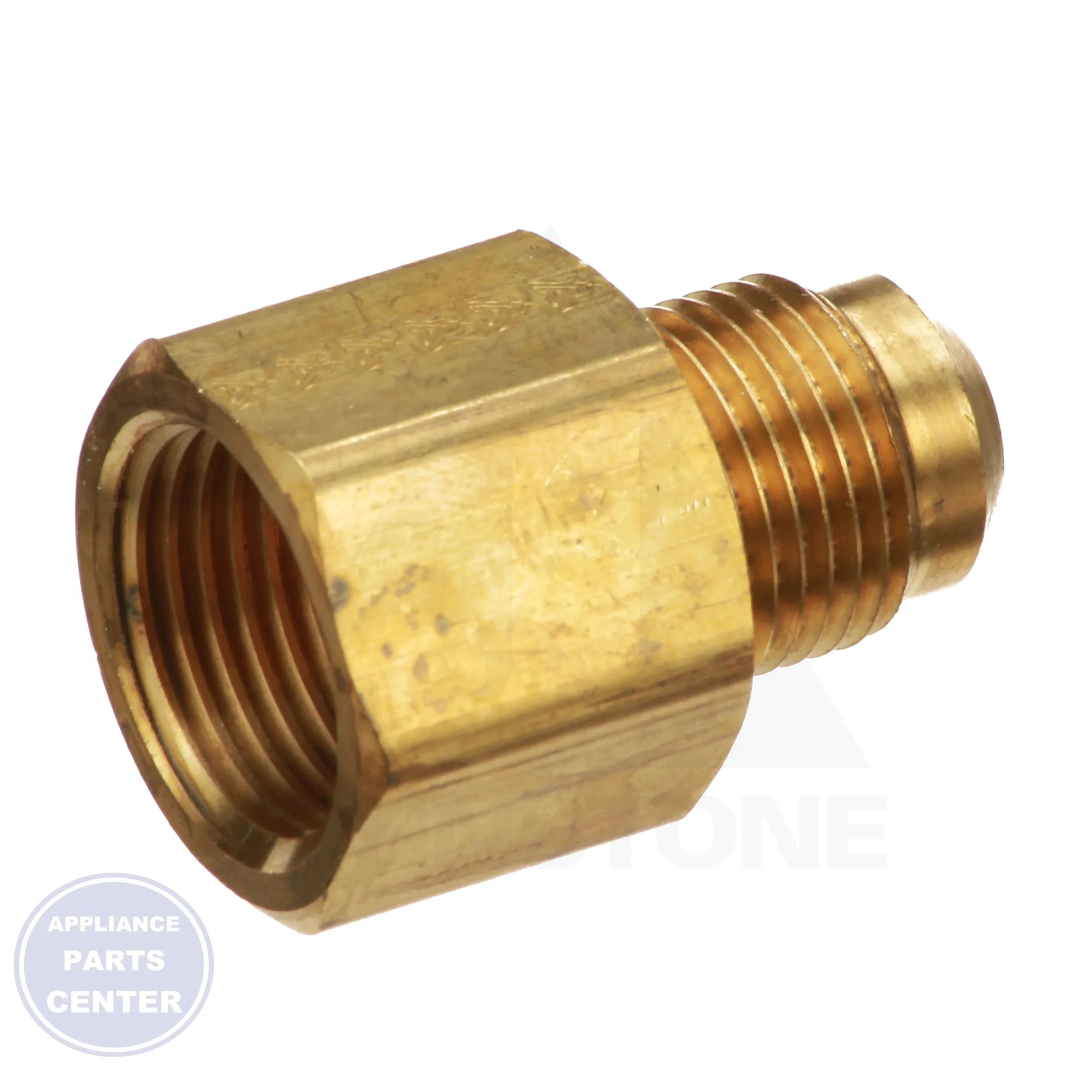 UR3-108 Flare Fitting Reducer - Side view with 5/8" Female SAE x 1/2" Male SAE specs