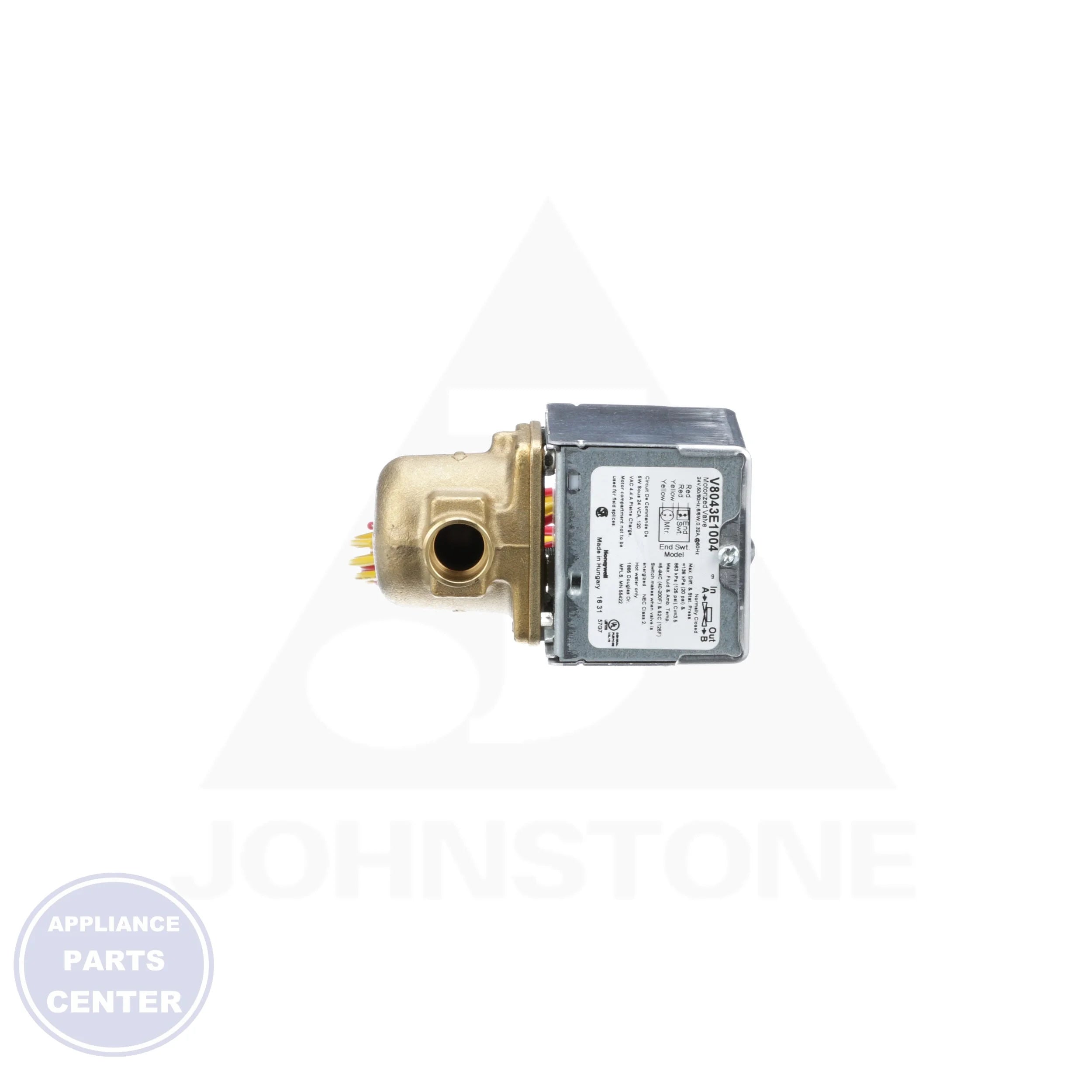 Zone Valve 1000 Series V8043E1004 - Detailed view of 24 volts operation and 50°F to 200°F temperature range