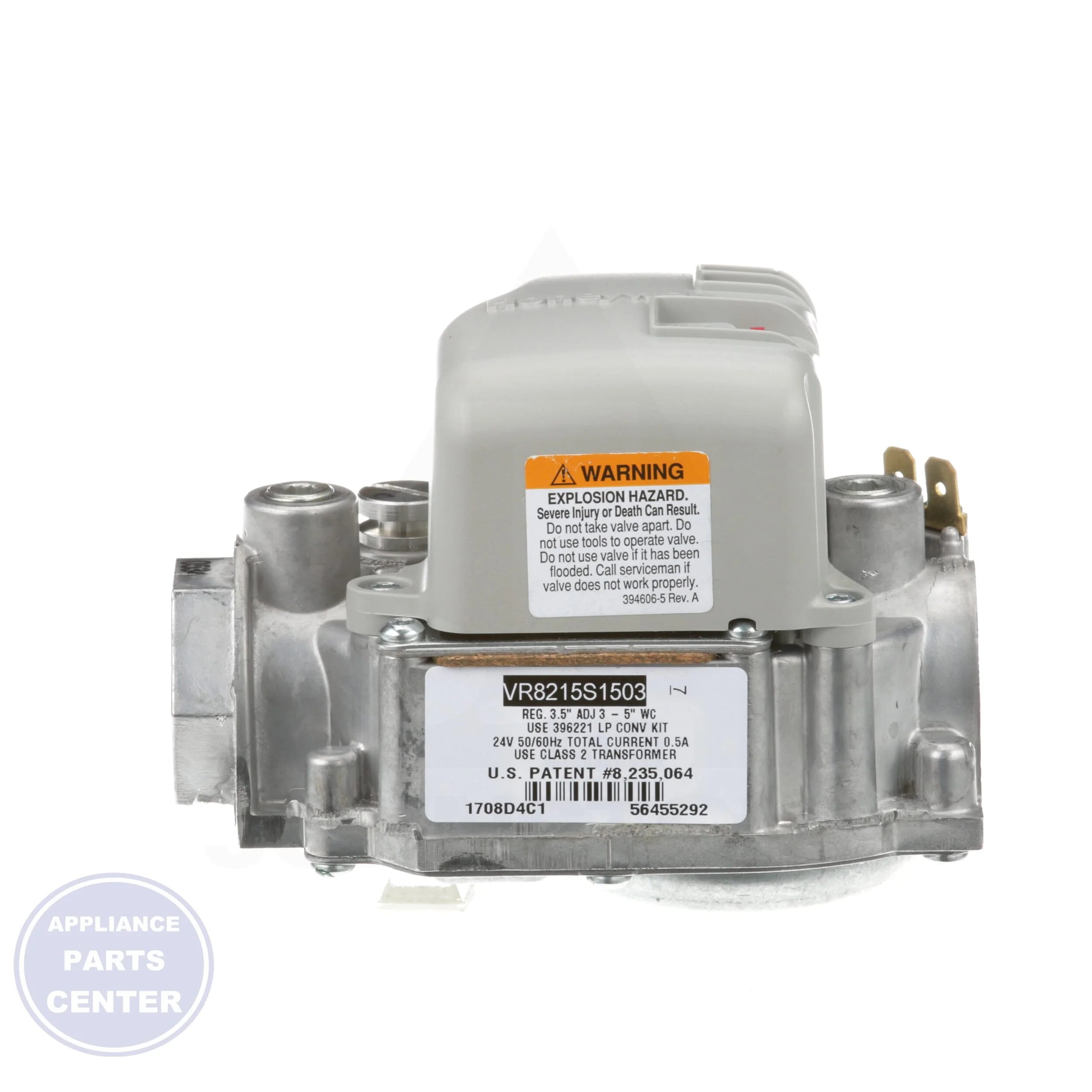 [Brand] Dual Valve Gas Control VR8215S1503 - Detailed view of 3.5" WC pressure specs