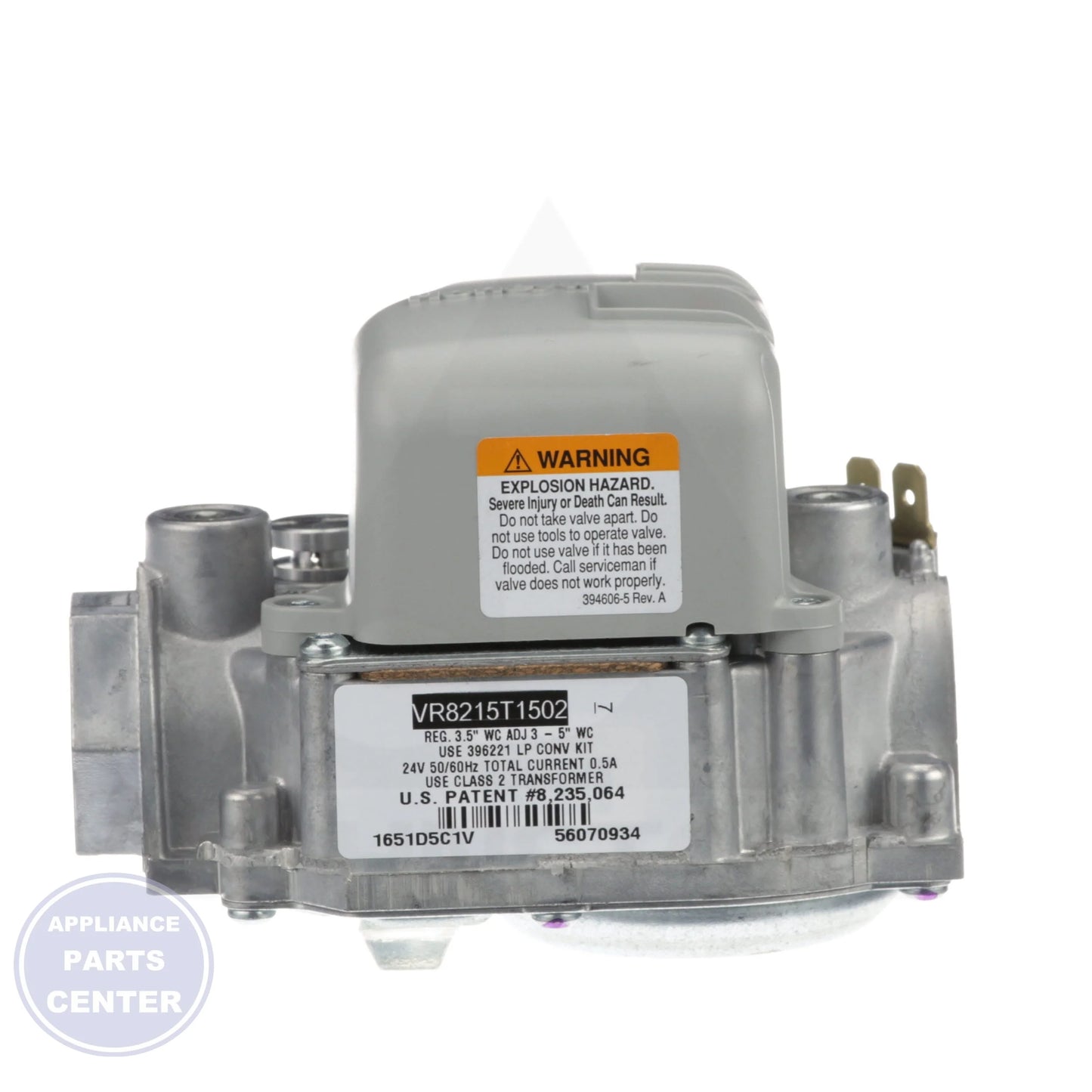 Dual Valve Gas Control VR8215T1502 - Detailed view of 190,000 BtuH capacity