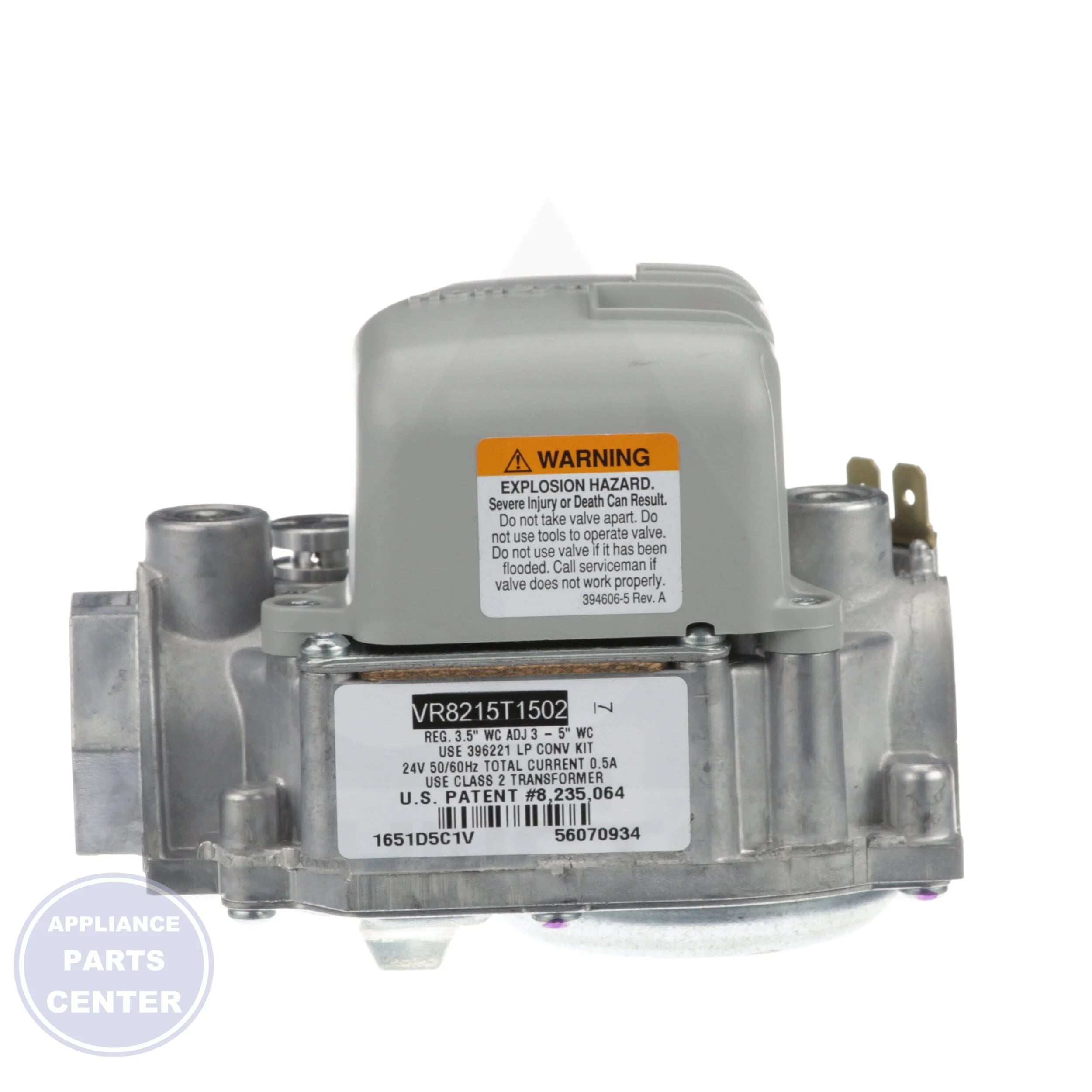 Dual Valve Gas Control VR8215T1502 - Detailed view of 190,000 BtuH capacity