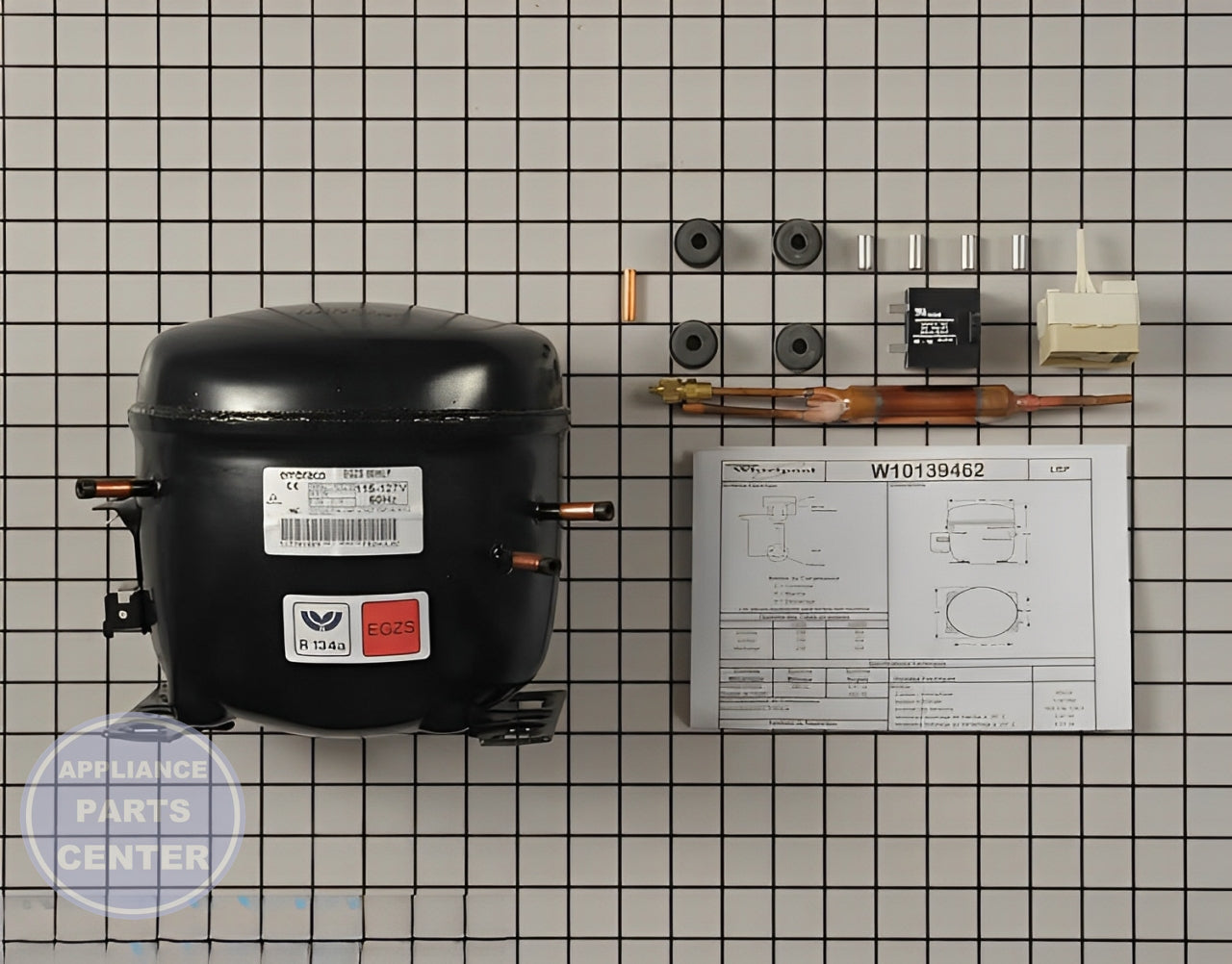 WHIRLPOOL REFRIGERATOR COMPRESSOR W10139462 - Main view showing efficient cooling for WPL models