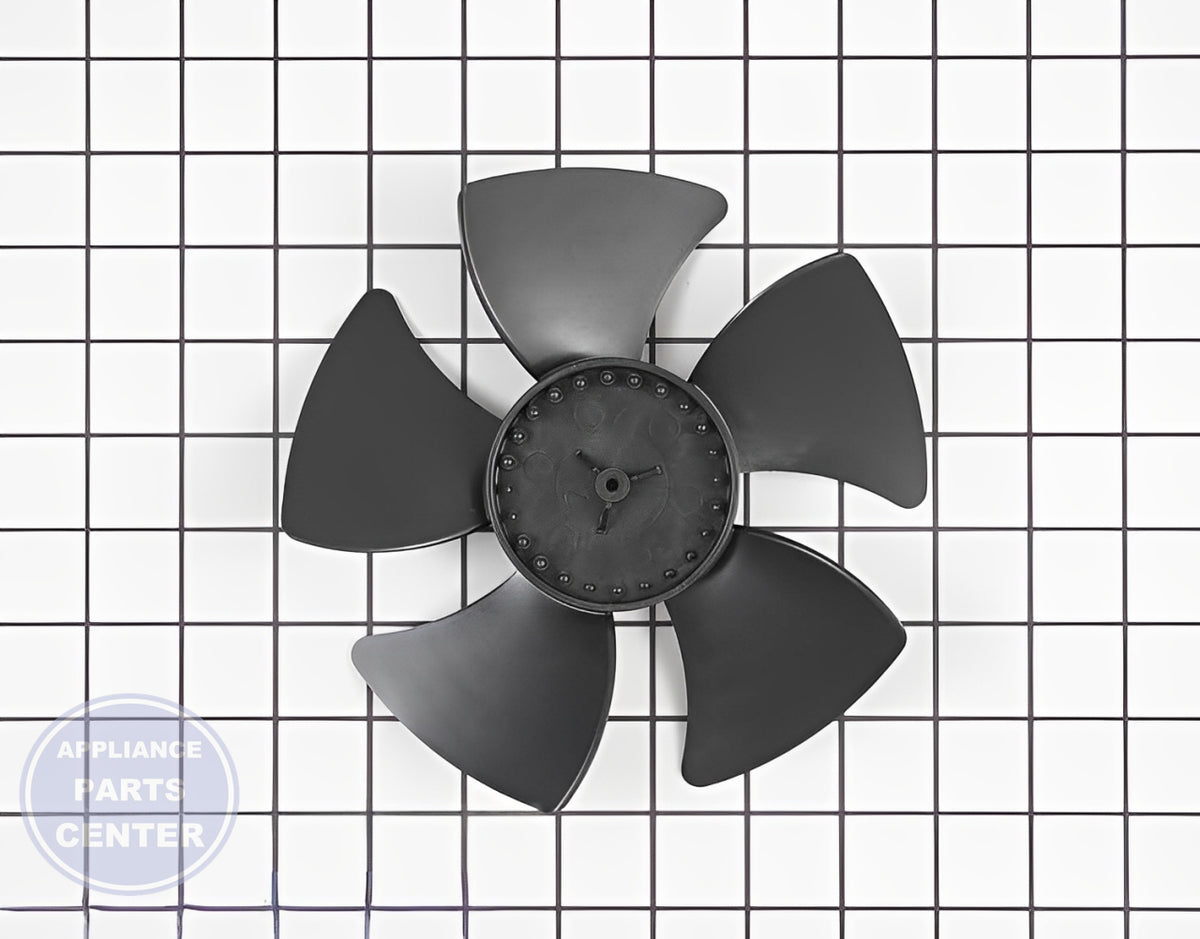 WHIRLPOOL REFRIGERATOR FAN BLADE W10156818 - Detailed view of blower wheel and fan blade