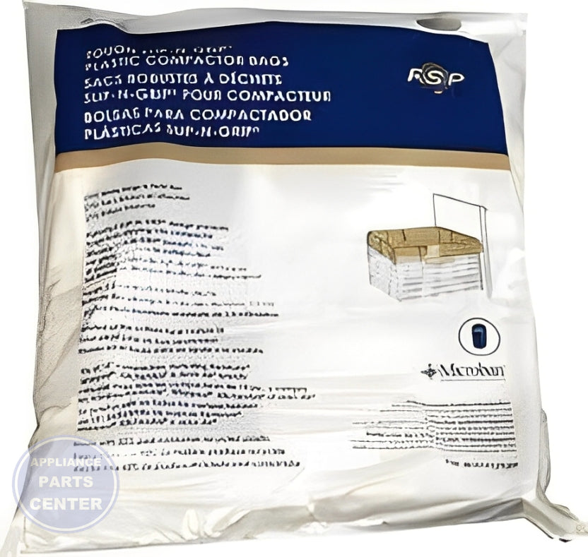 WHIRLPOOL 15" TRASH COMPACTOR BAGS 15 PACK - Installation in Whirlpool model showing easy mounting points