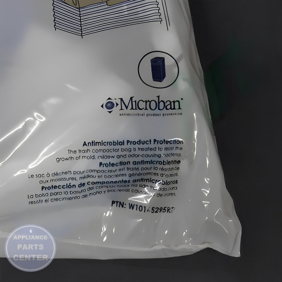 WHIRLPOOL 15" TRASH COMPACTOR BAGS 15 PACK - Installation in Whirlpool model showing easy mounting points