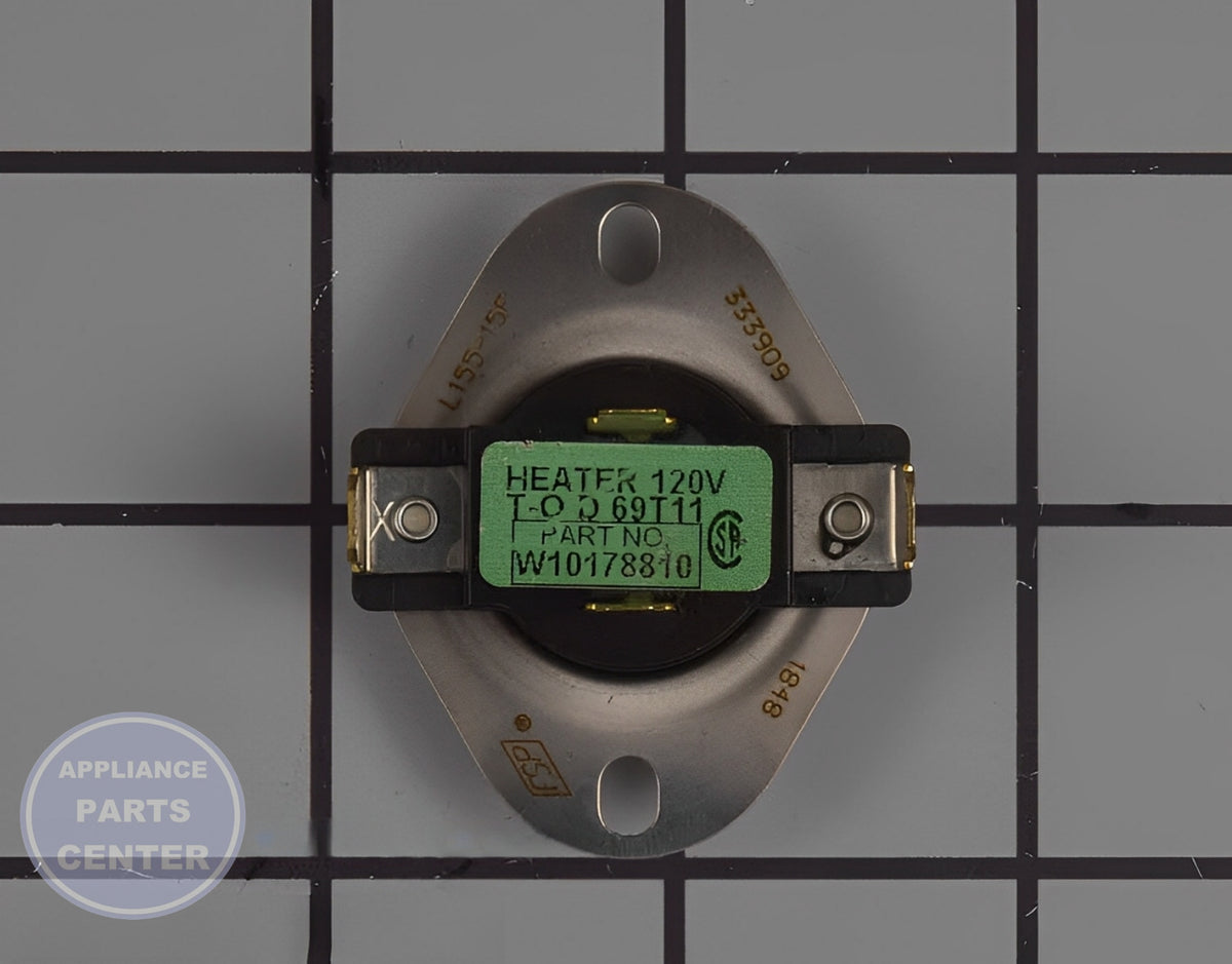 Maytag Cycling Thermostat W10178810 - Main view showing precise temperature control for Maytag and Whirlpool dryers