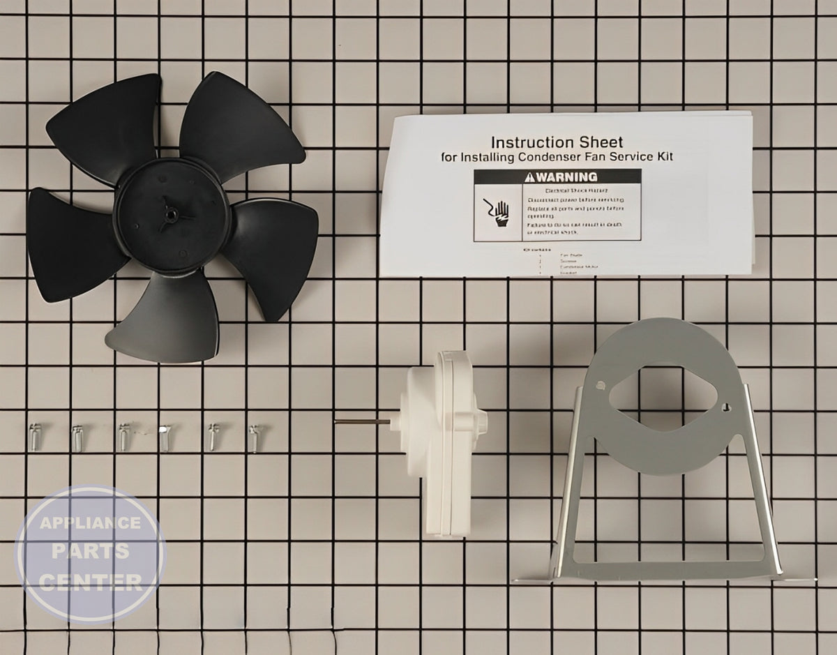 WHIRLPOOL REFRIGERATOR CONDENSER FAN MOTOR KIT W10181323 - Side view with reliable operation specs