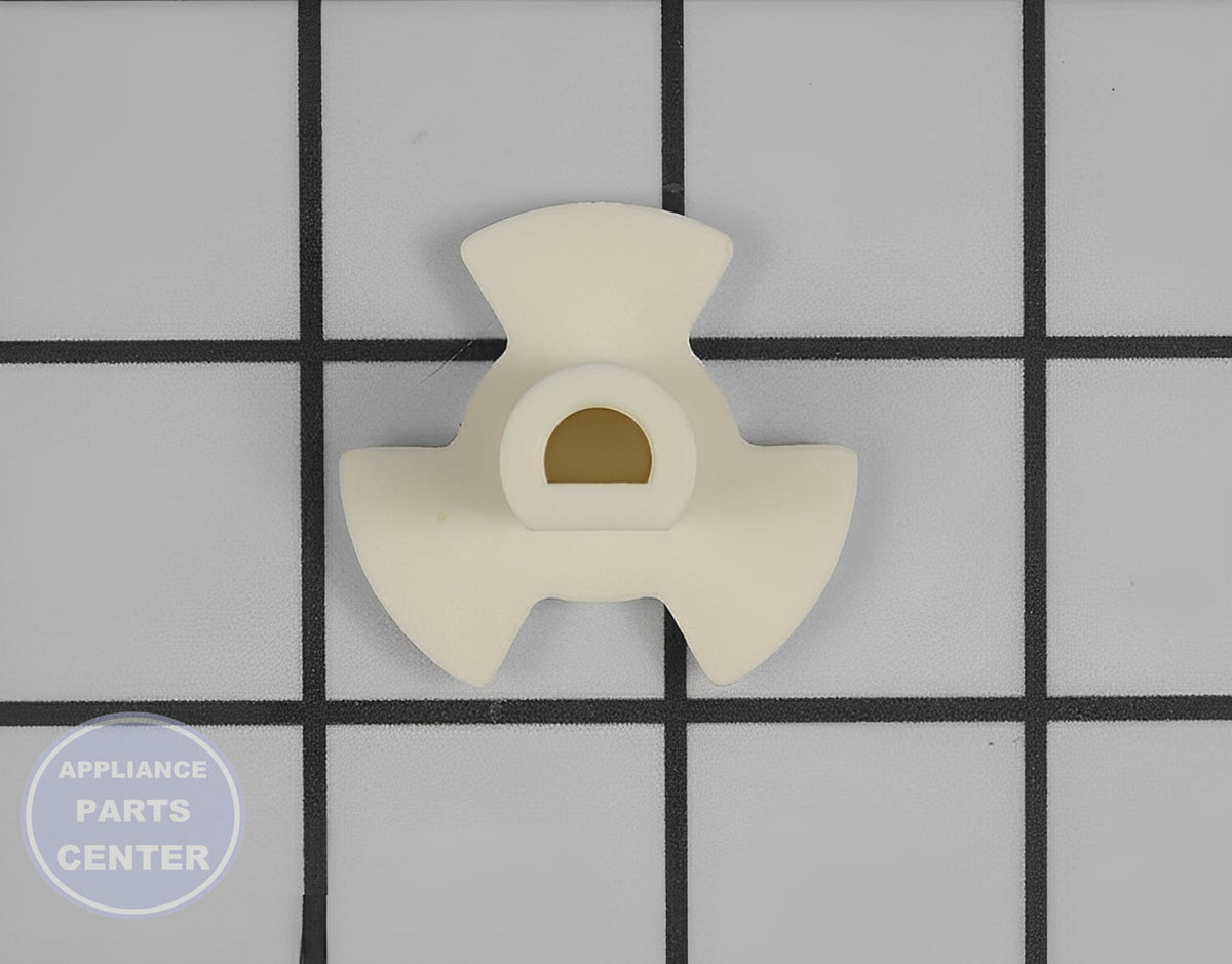 WHIRLPOOL MICROWAVE MOTOR COUPLER SUPPORT W10337248 - Detailed view of coupler and support roller