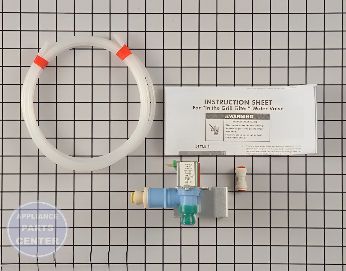 WHIRLPOOL ICE MAKER WATER INLET FILL VALVE KIT W10408179 - Detailed view of valve & float assembly