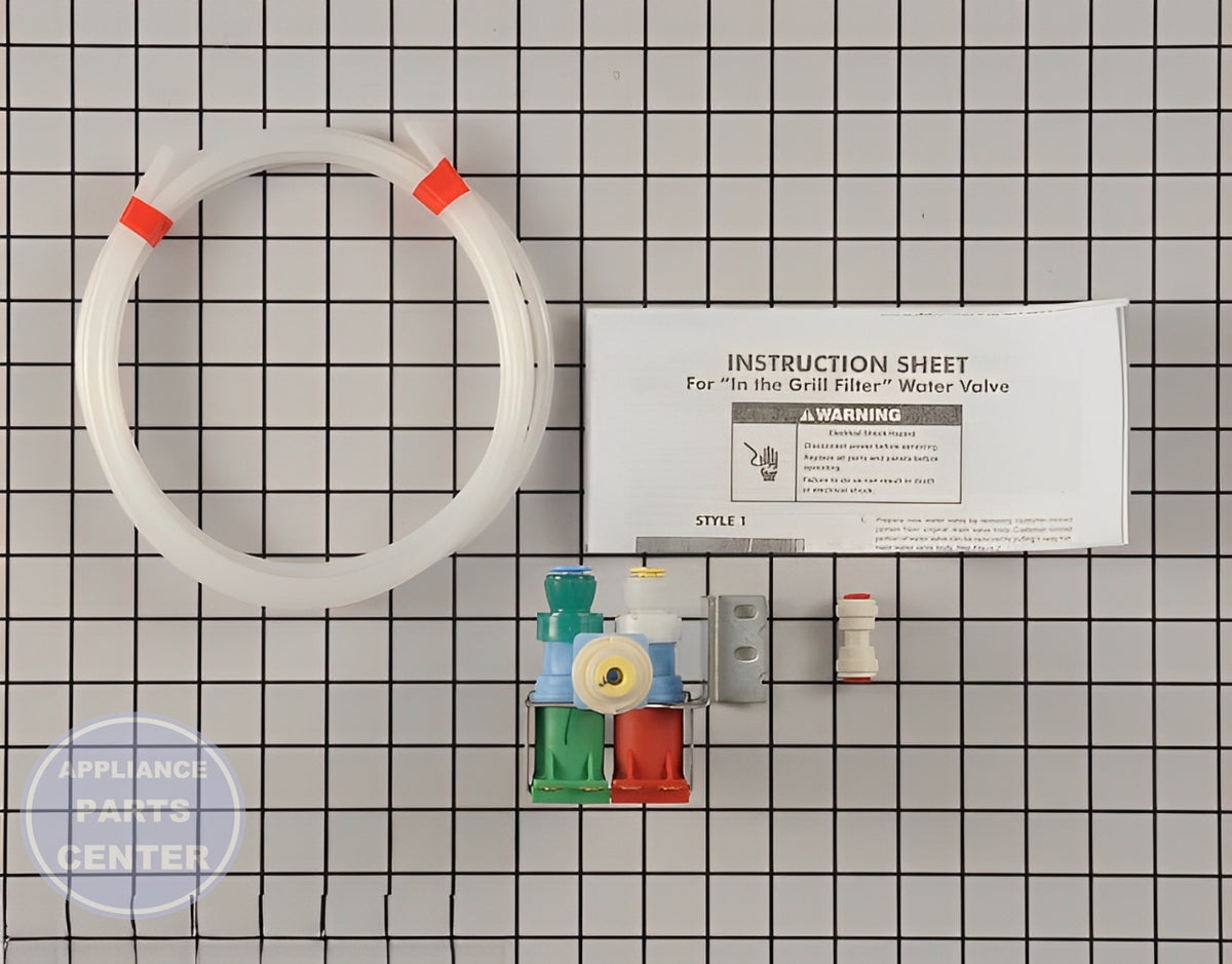 WHIRLPOOL ICE MAKER WATER INLET FILL VALVE KIT W10408179 - Side view with precise measurements for perfect fit