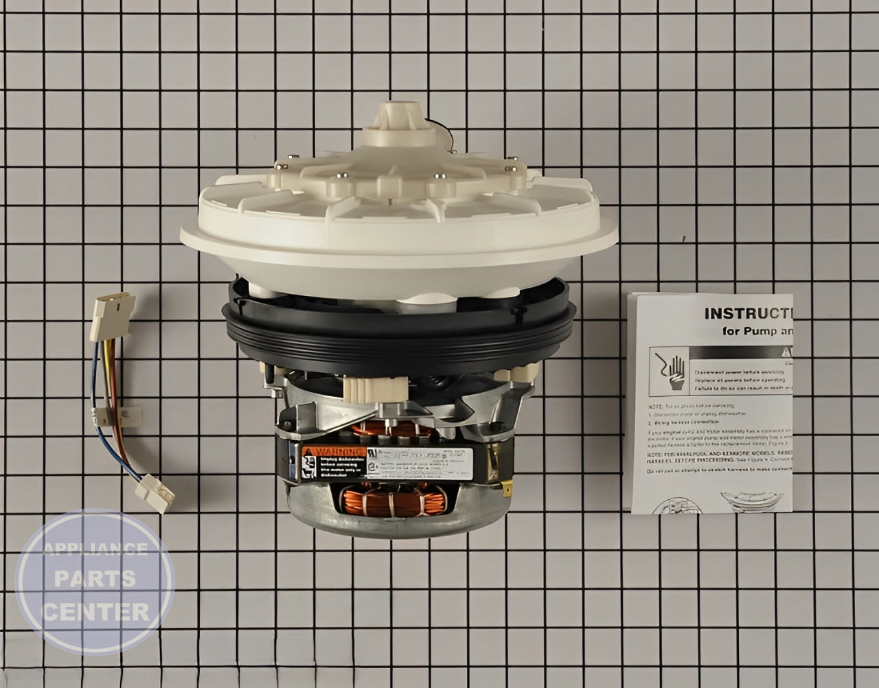 Whirlpool Pump and Motor Assembly W10428168 - Main view showing efficient water pumping for Whirlpool, Kenmore, KitchenAid models