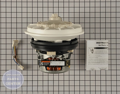 Whirlpool Pump and Motor Assembly W10428168 - Main view showing efficient water pumping for Whirlpool, Kenmore, KitchenAid models