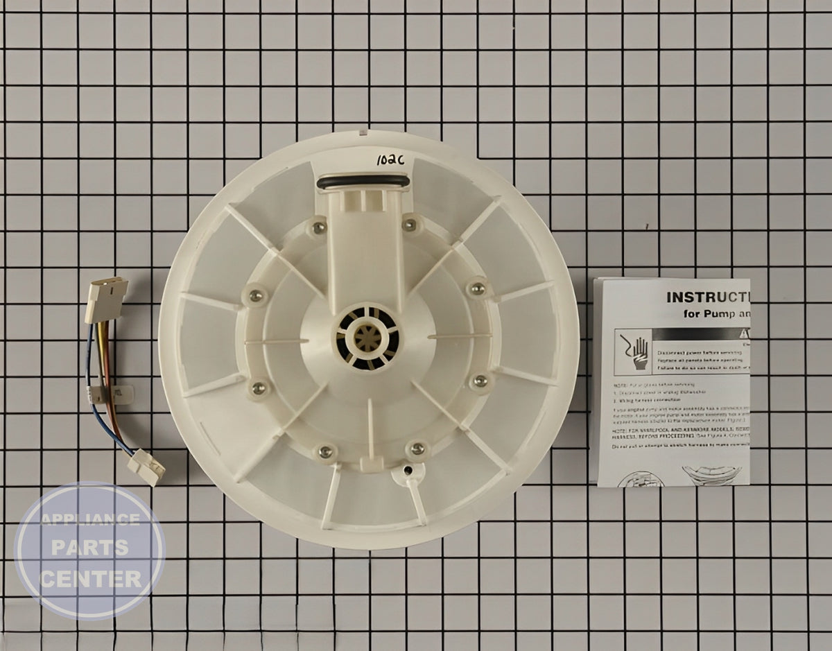 Whirlpool Pump and Motor Assembly W10428168 - Installation in KitchenAid model showing key mounting points