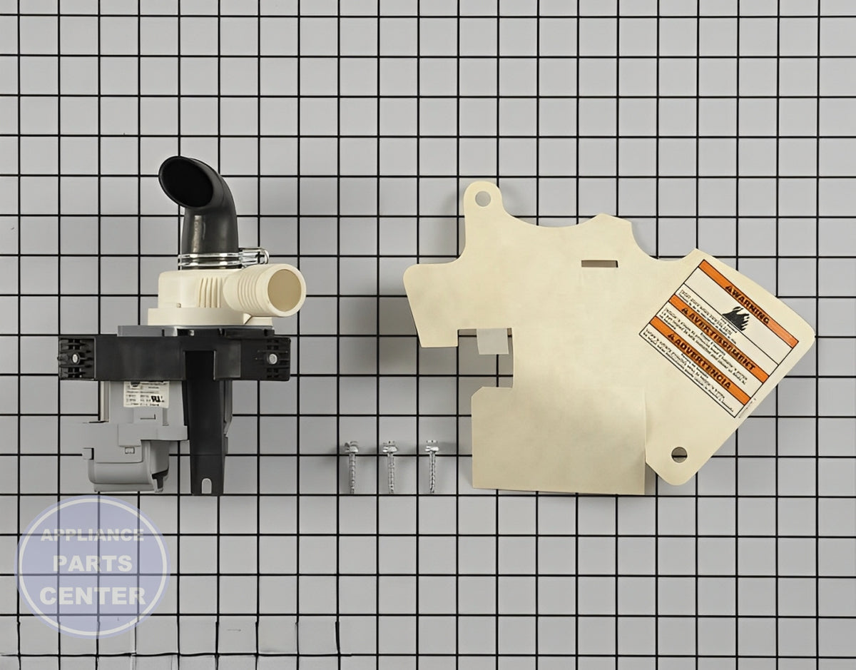 WHIRLPOOL DRAIN PUMP AND MOTOR ASSEMBLY W10536347 - Installation in WPL Washing Machine showing key mounting points