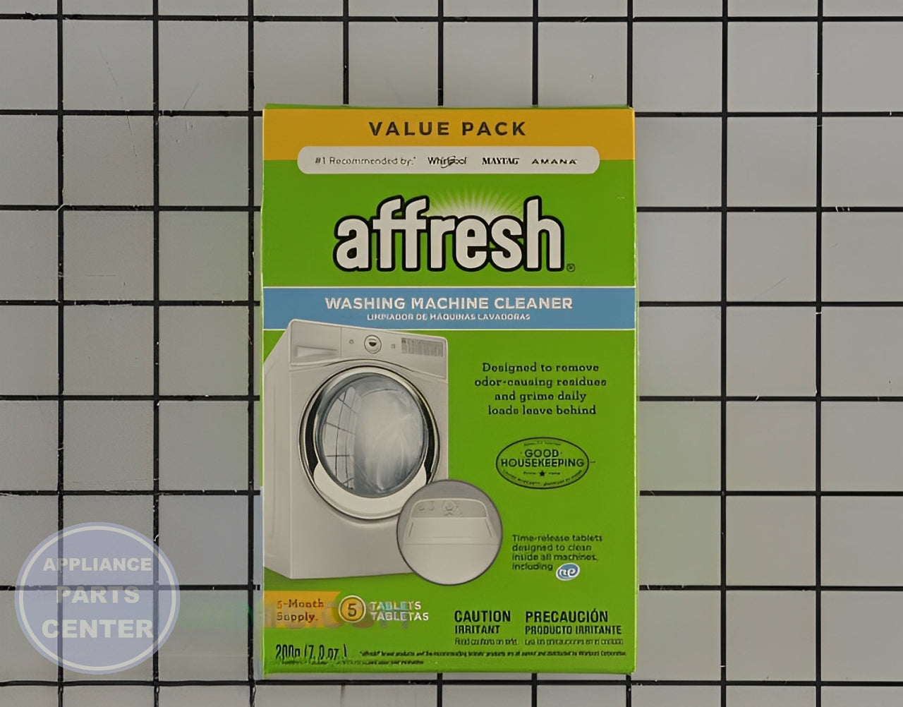 WPL AFFRESH WASHER CLEANER W10549846 - Main view showing deep cleaning action for Whirlpool and Maytag models