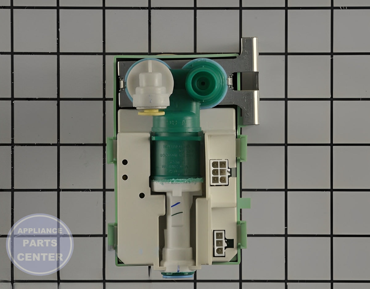 WHIRLPOOL REFRIGERATOR VALVE W10585391 - Installation in WPL Ice Machine showing key mounting points
