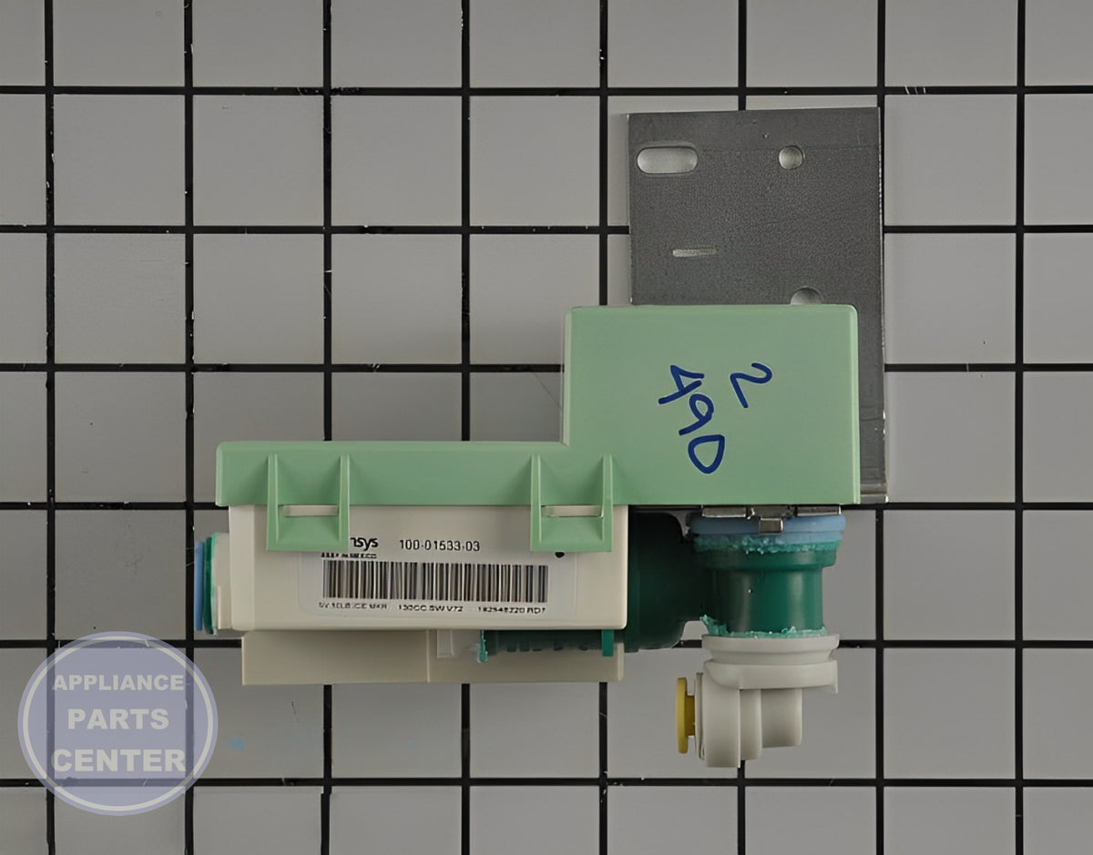 WHIRLPOOL REFRIGERATOR VALVE W10585391 - Installation in WPL Ice Machine showing key mounting points