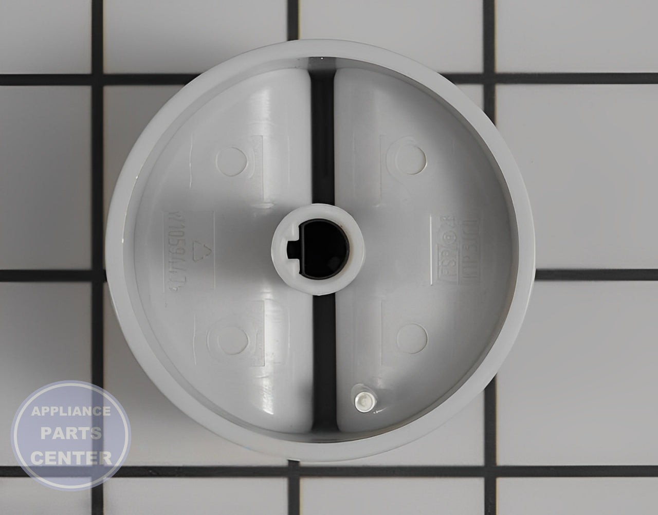 KNOB W10594480 - Side view with precise measurements and specifications