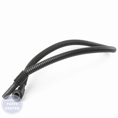TUBE-DRAIN W10633573 - Side view with precise measurements to ensure perfect fit