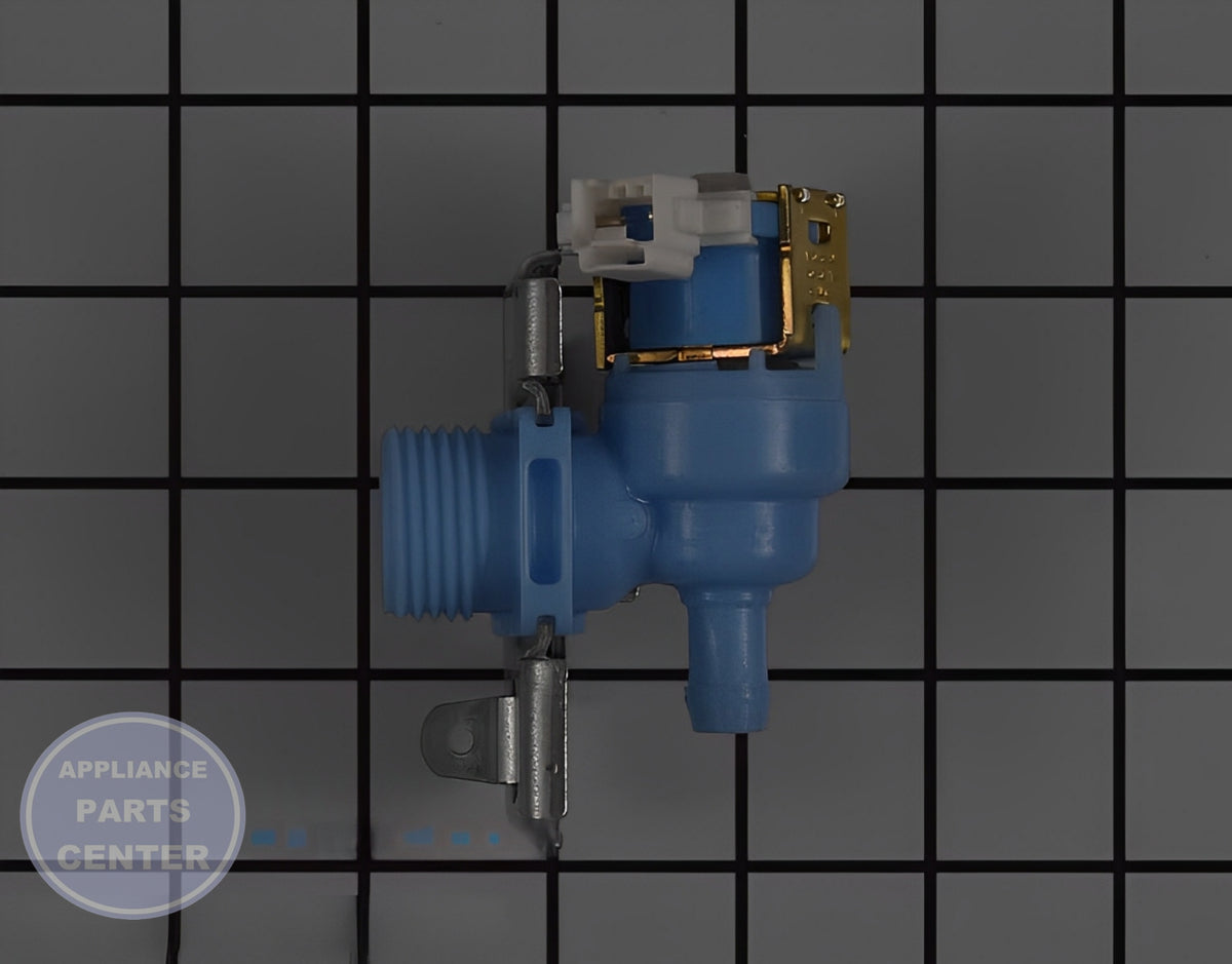 WHIRLPOOL WATER INLET VALVE W10648041 - Side view with precise measurements
