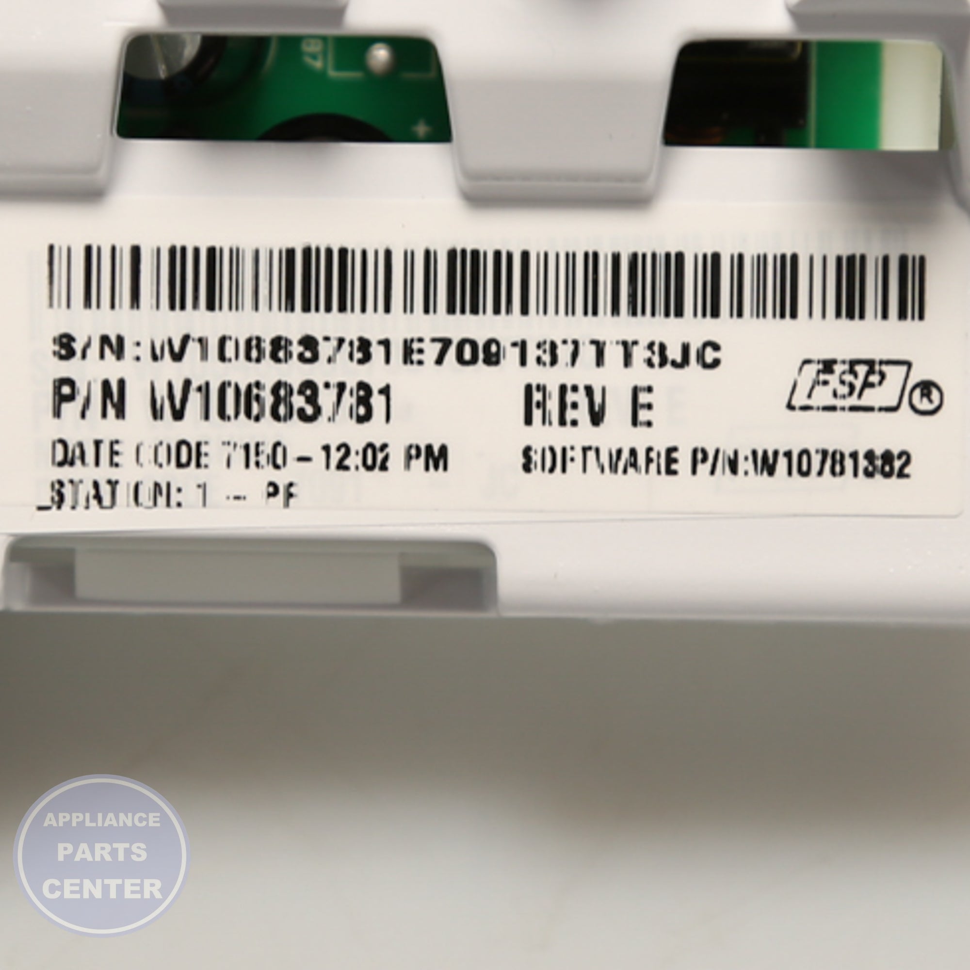 Whirlpool CNTRL-ELEC W10683781 - Installation in ABC123 model showing key mounting points