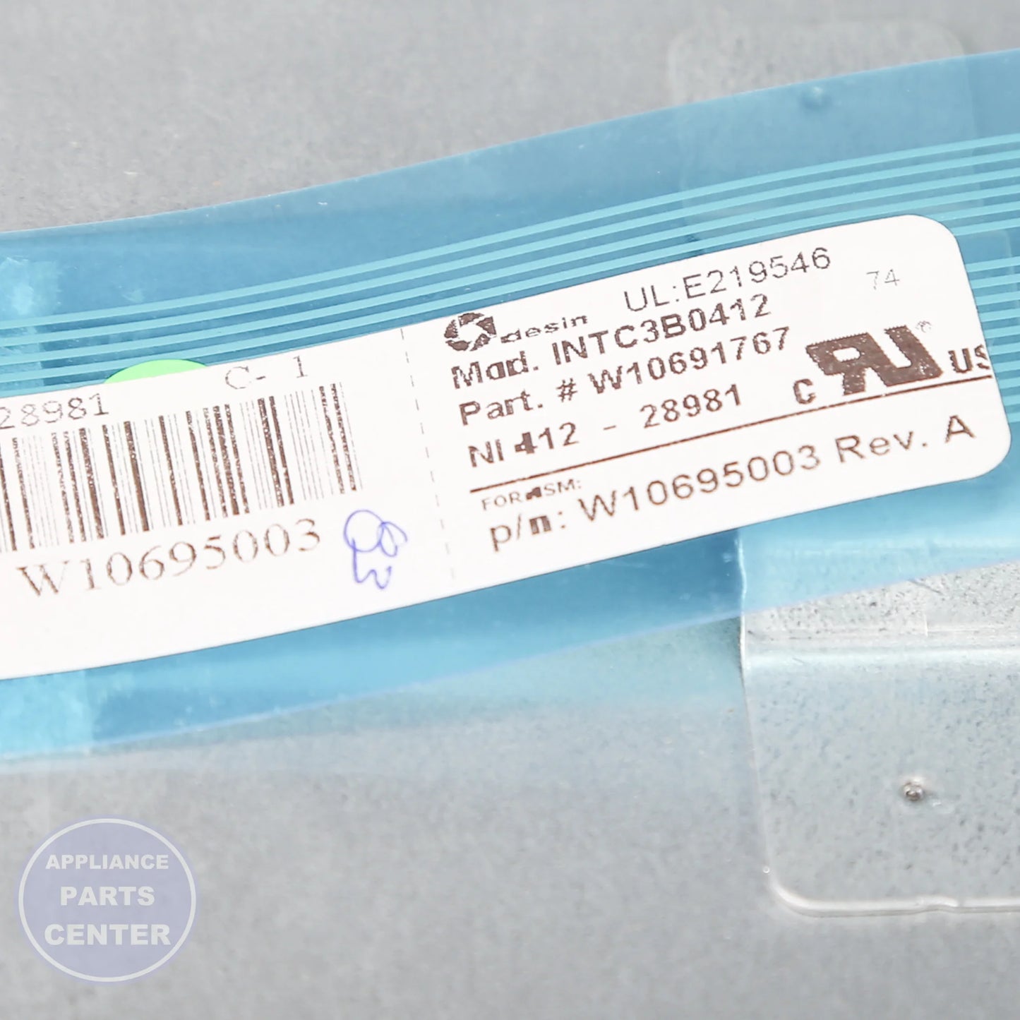 SWTCH-MEMB W10695003 - Side view with precise measurements