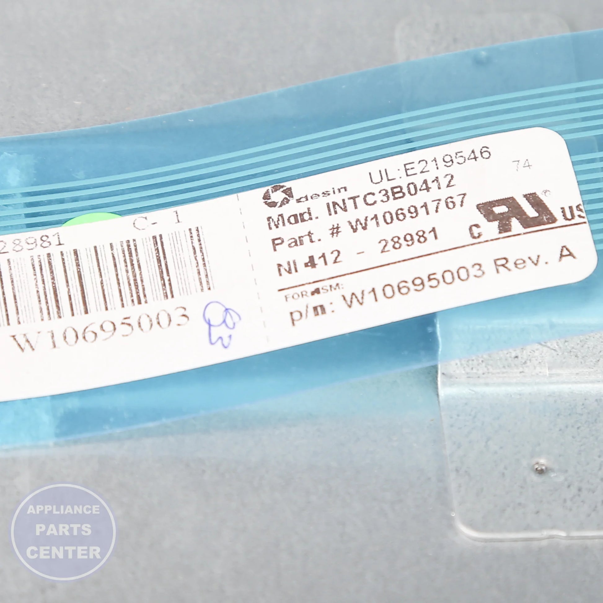 SWTCH-MEMB W10695003 - Side view with precise measurements