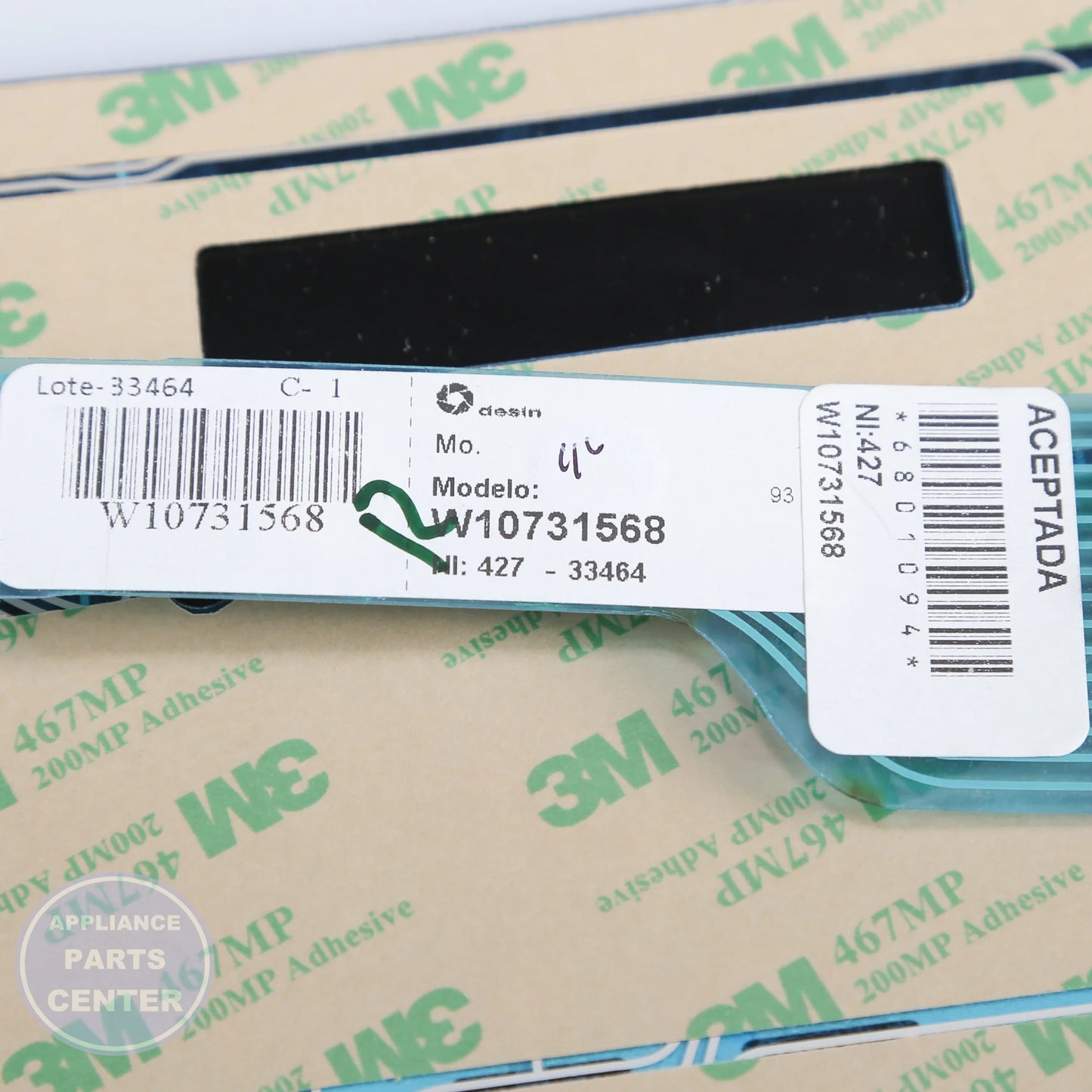 OVERLAY W10731568 - Detailed view of touchpad technical details