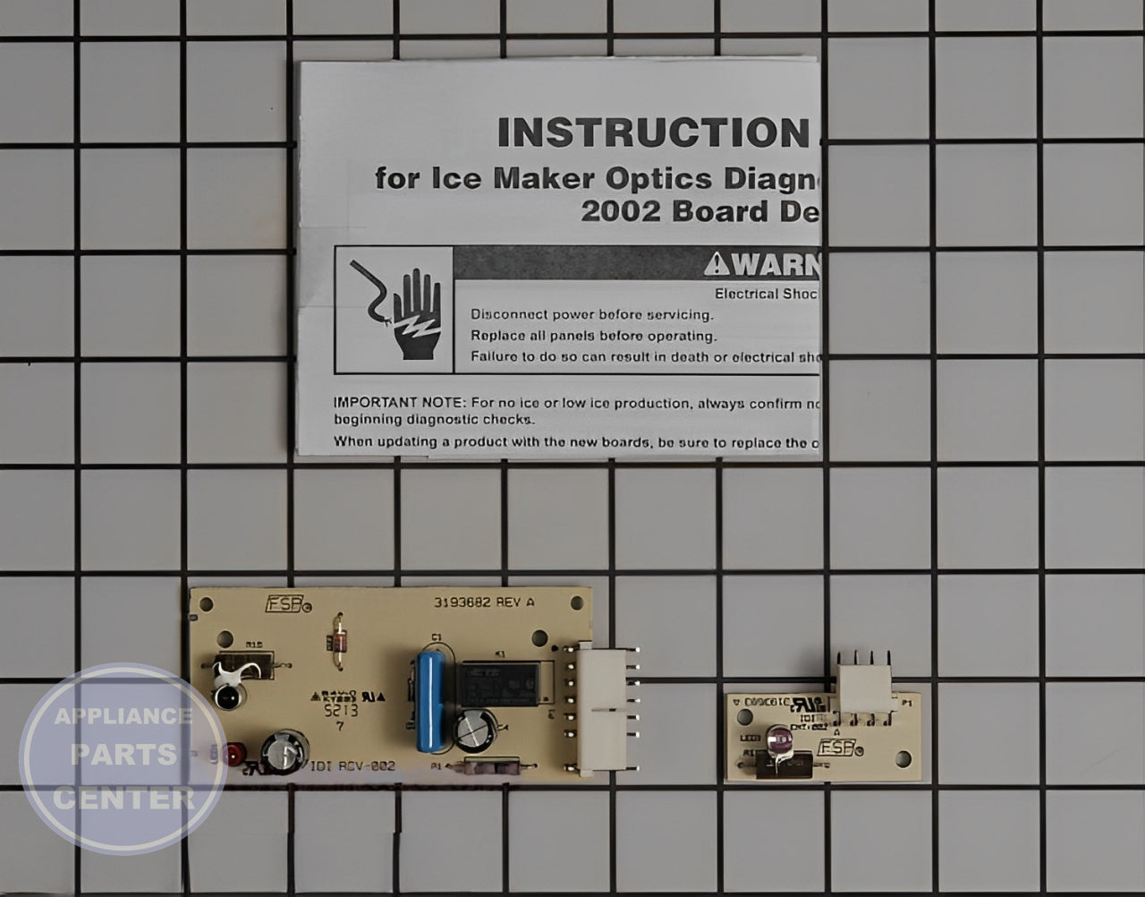 WHIRLPOOL REFRIGERATOR ICE MAKER MICROCOMPUTER CONTROL BOARD - Main view showing Circuit Board & Timer for WPL models