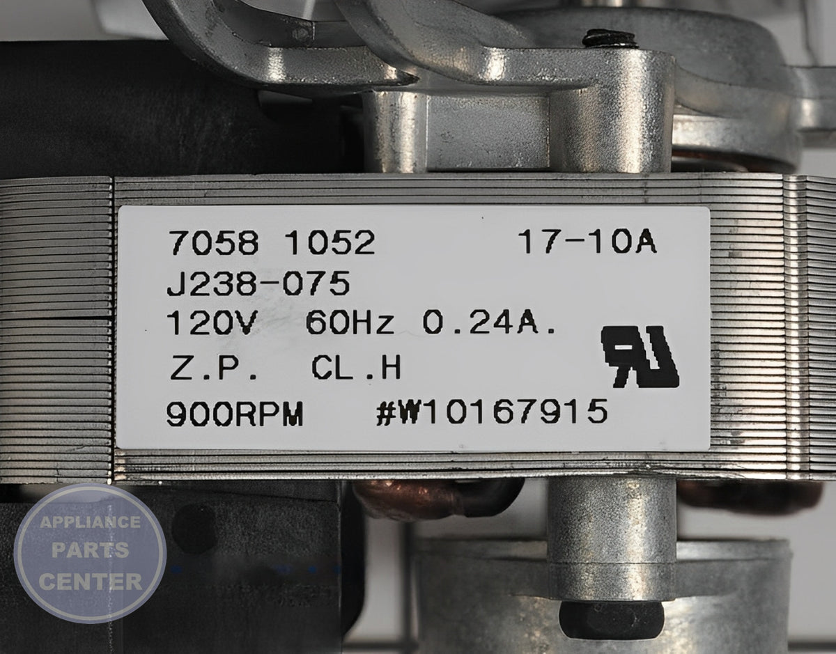 Convection Motor W10794440 - Side view with precise measurements
