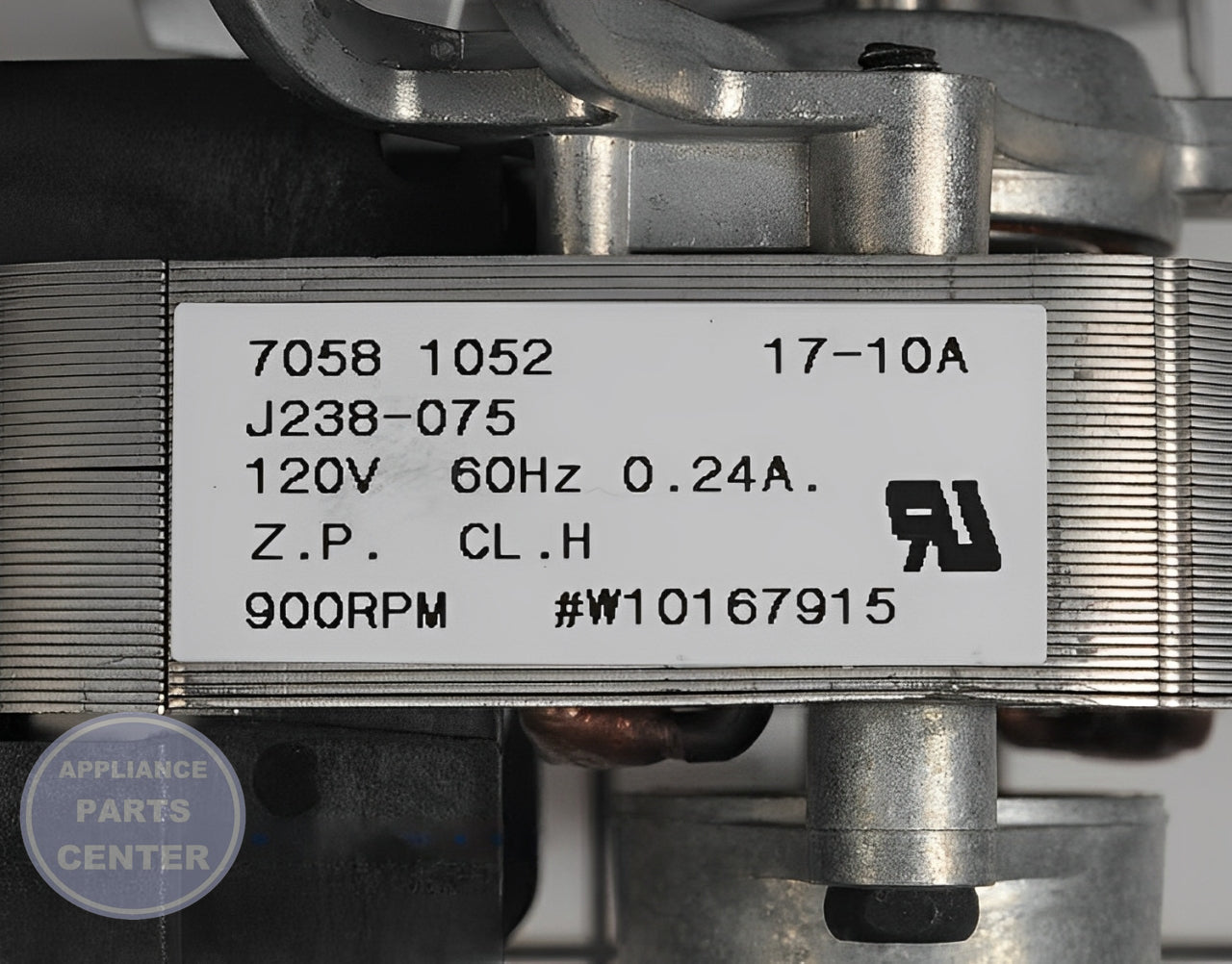 Convection Motor W10794440 - Side view with precise measurements