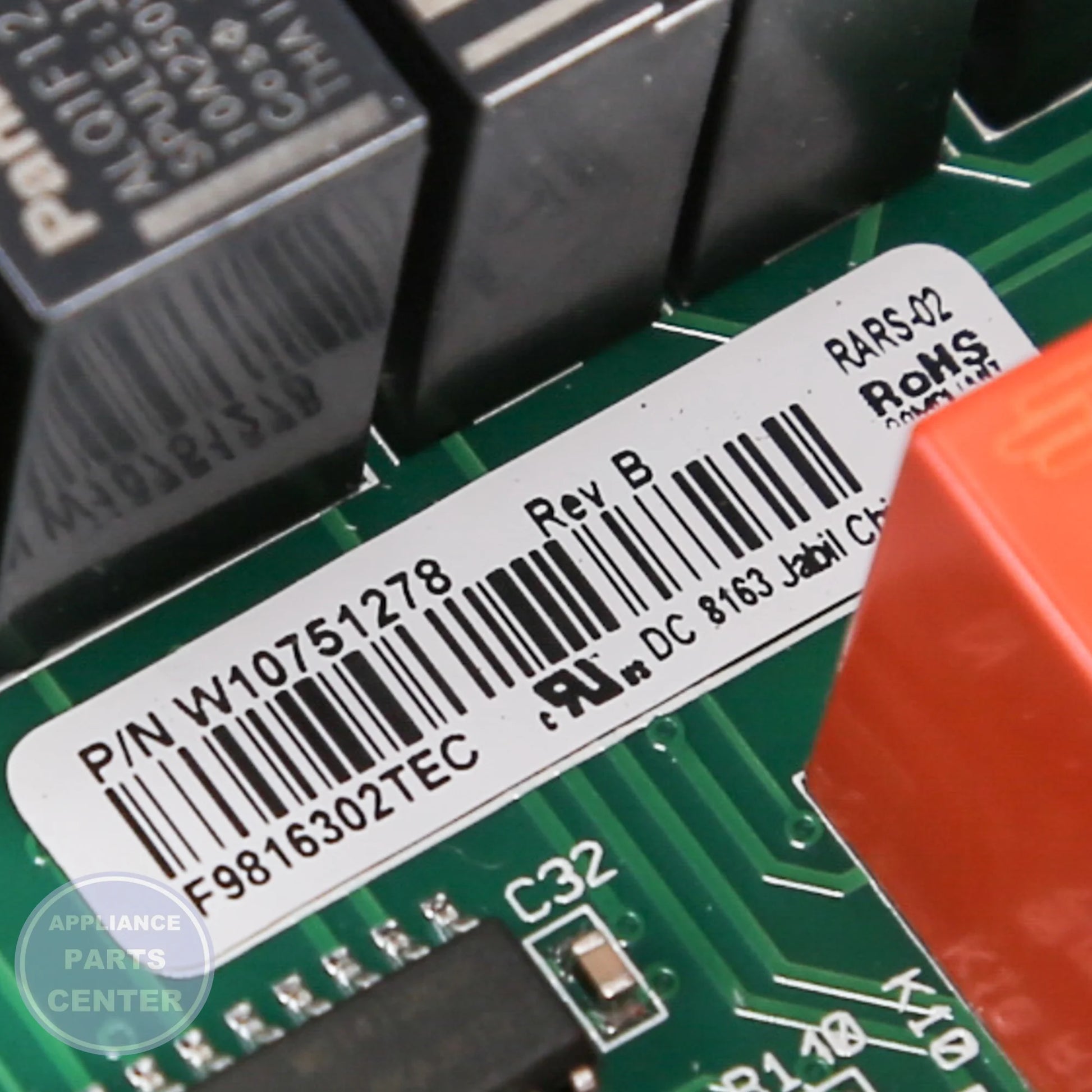 WPL CNTRL-ELEC W10807388 - Installation in specific model showing key mounting points