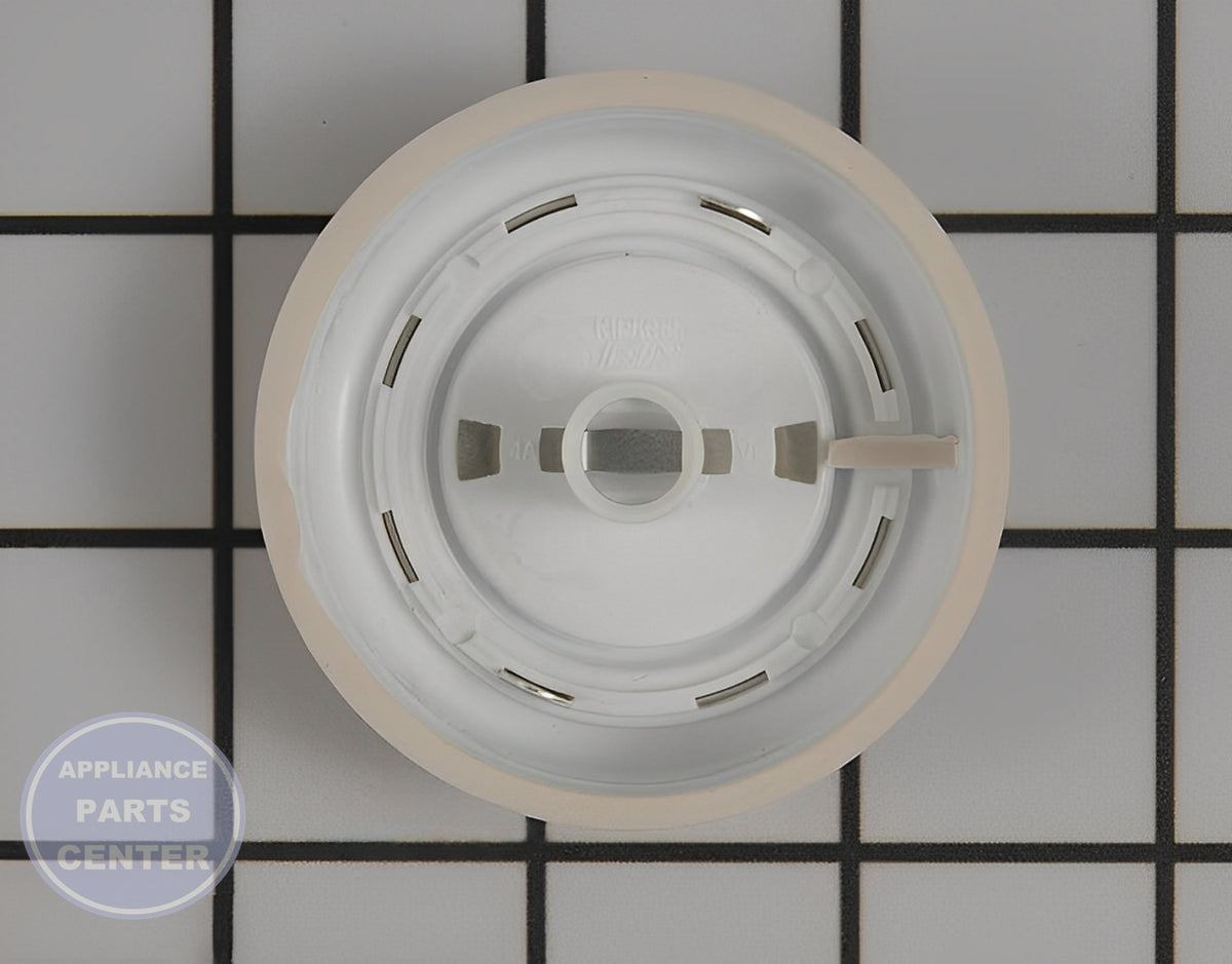WHIRLPOOL WHITE CONTROL KNOB W10807860 - Side view with durable design