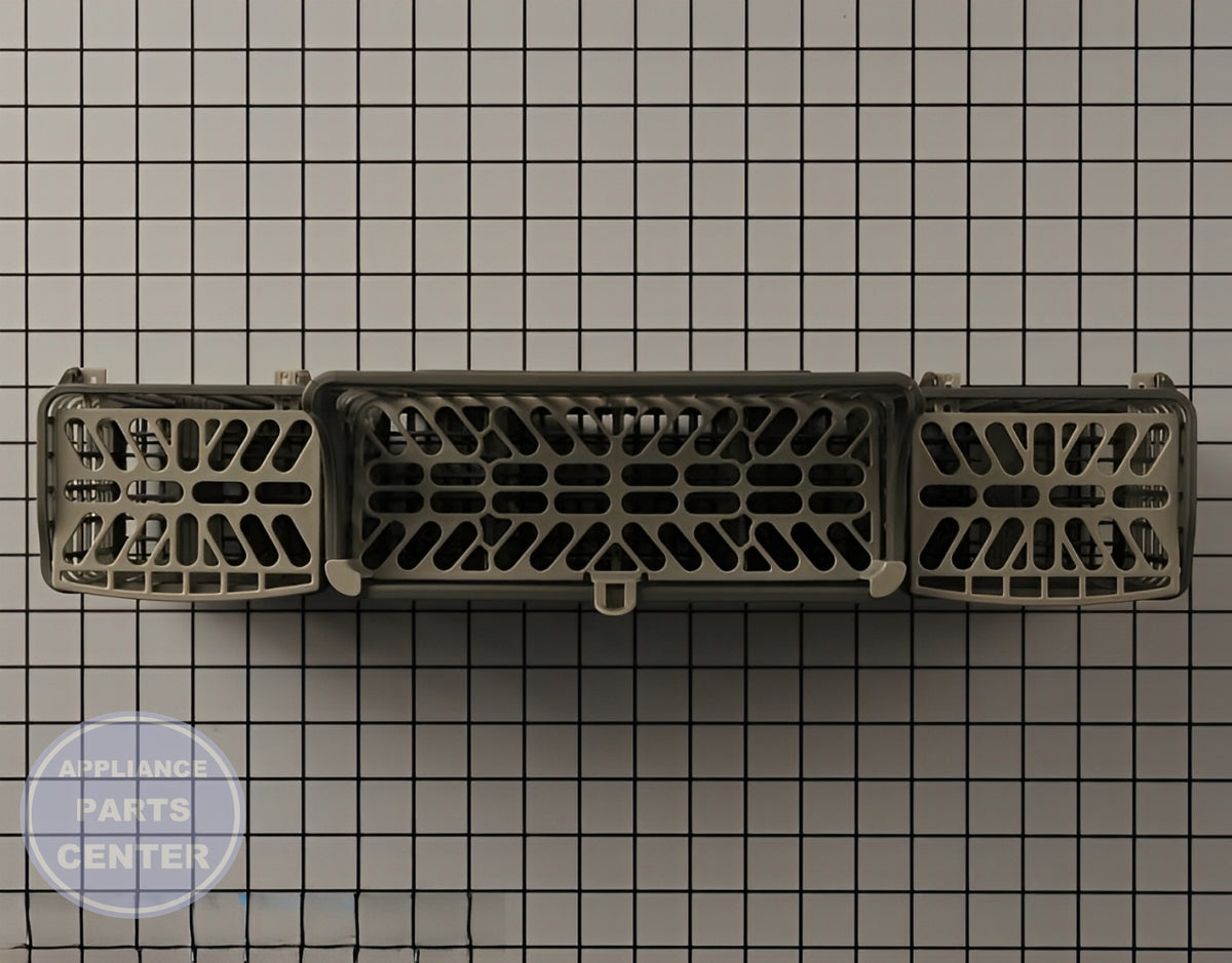 WHIRLPOOL DISHWASHER SILVERWARE BASKET W10807920 - Main view showing silverware capacity for various dishwasher models