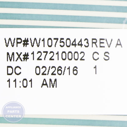 PANEL-CNTL W10811157 - Detailed view of control panel specifications