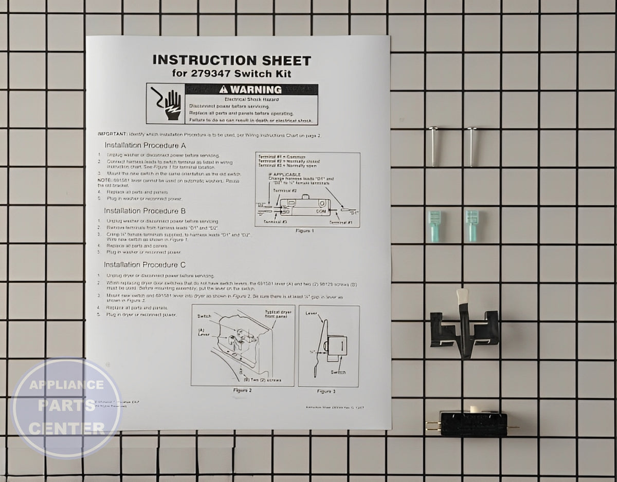 WHIRLPOOL DOOR SWITCH KIT W10820036 - Main view showing easy installation for WHIRLPOOL models