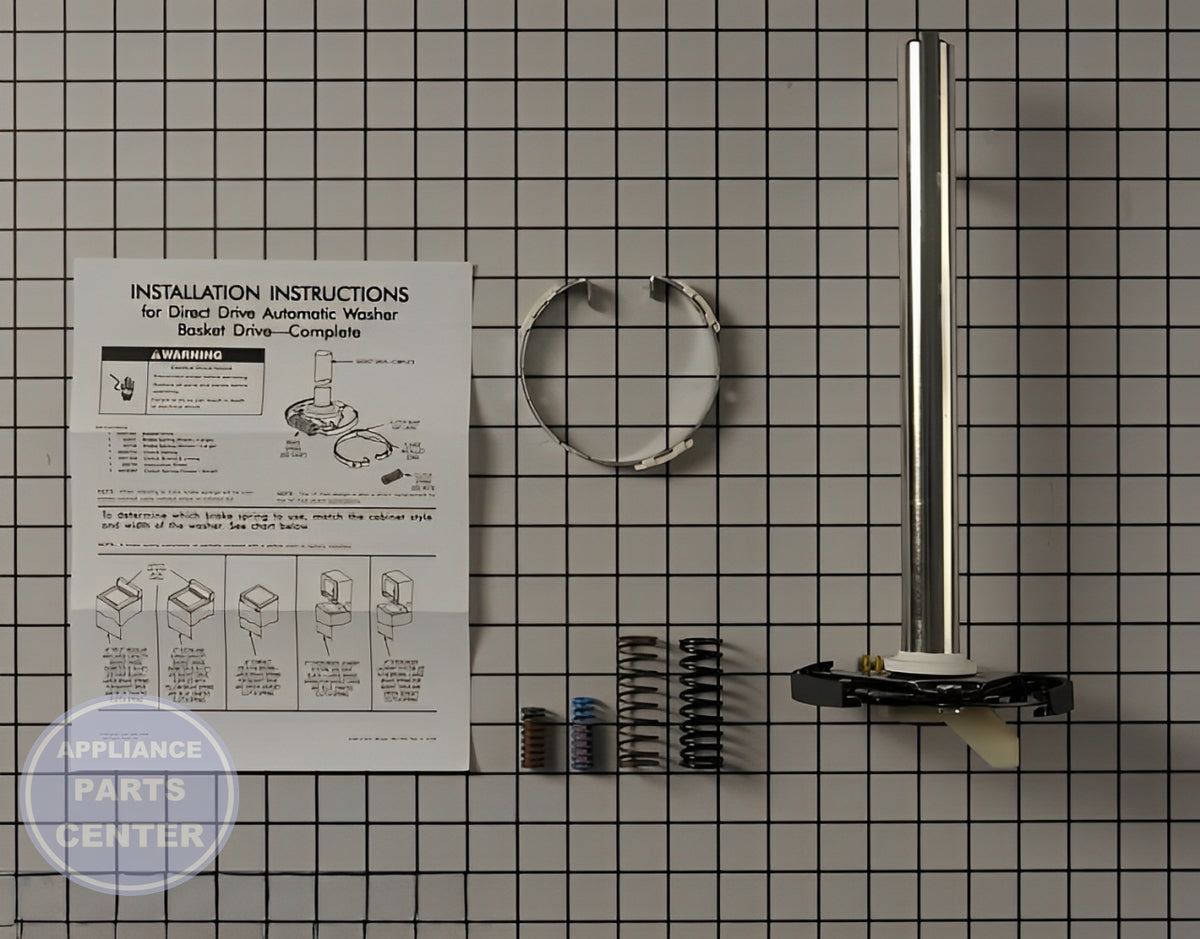 WHIRLPOOL WASHER DRIVE AND BRAKE BASKET ASSEMBLY W10820043 - Main view showing efficient Transmission & Brake system for WPL Washing Machines