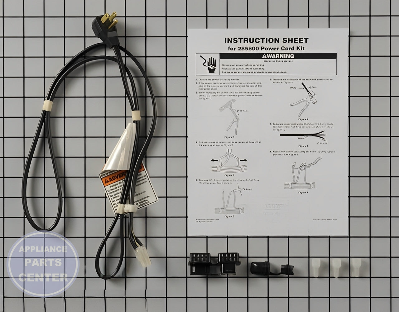 Power Cord W10820044 - Side view with 6-foot length