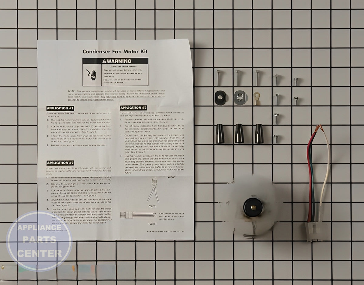 WHIRLPOOL REFRIGERATOR CONDENSER FAN MOTOR W10822259 - Installation in WPL Ice Machine showing key mounting points