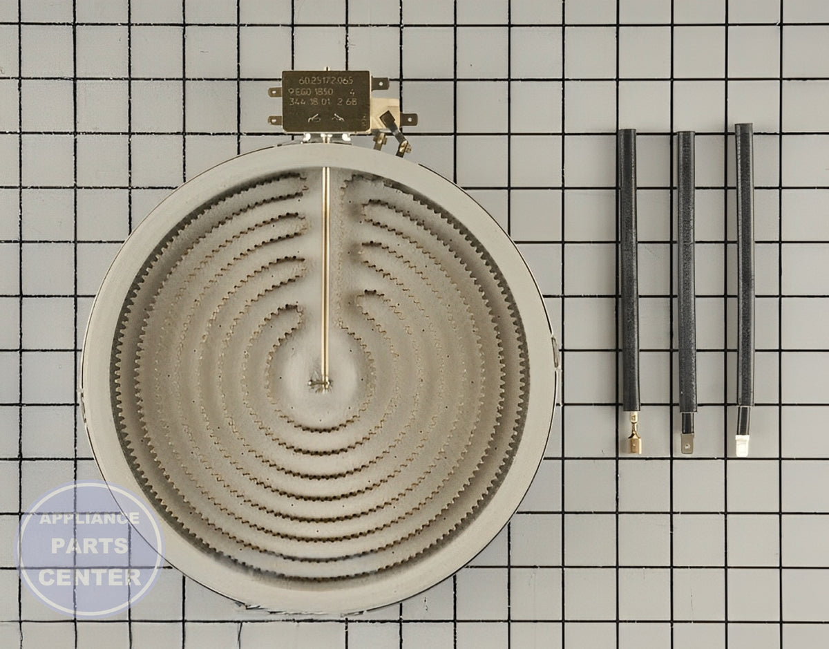 WHIRLPOOL RANGE RADIANT SURFACE ELEMENT 8" W10823707 - Main view showing efficient heat distribution for various models
