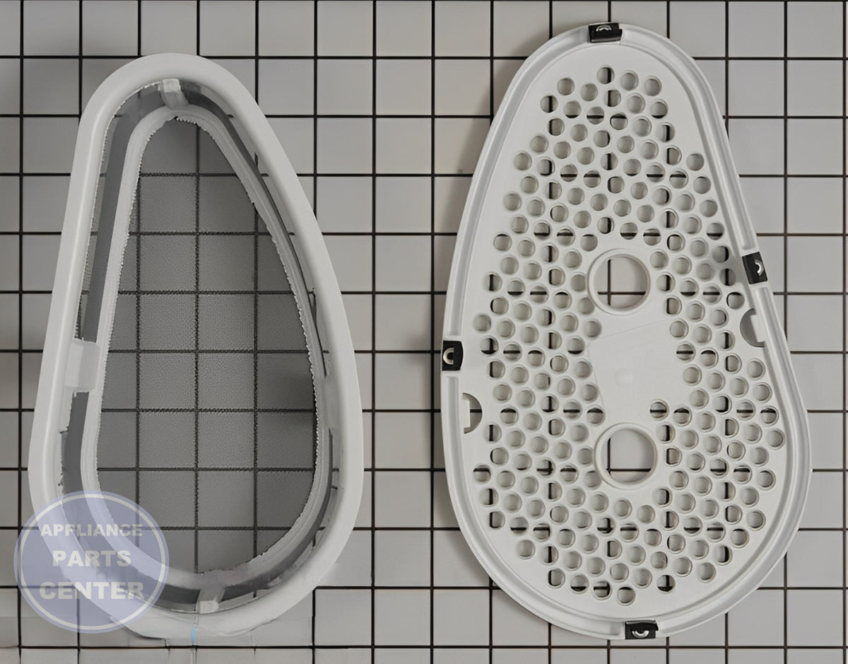WHIRLPOOL DRYER FILTER LINT SCREEN WITH COVER W10828351 - Detailed view of effective lint trapping design