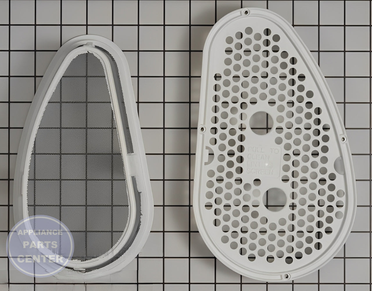 WHIRLPOOL DRYER FILTER LINT SCREEN WITH COVER W10828351 - Side view with precise dimensions