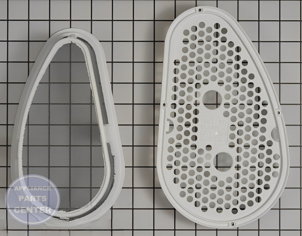 WHIRLPOOL DRYER FILTER LINT SCREEN WITH COVER W10828351 - Side view with precise dimensions