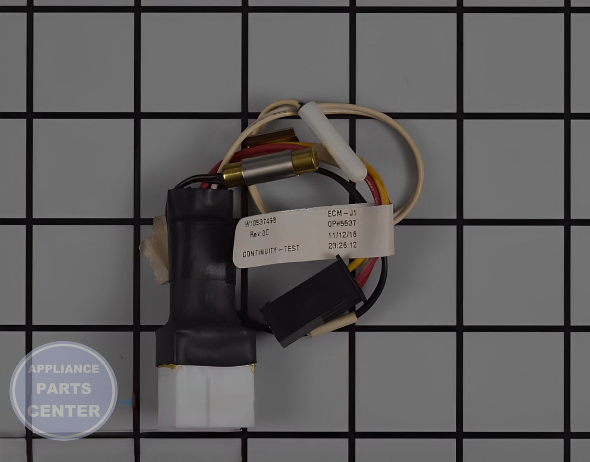 WHIRLPOOL REFRIGERATOR WIRE HARNESS W10837236 - Main view showing secure wire connections for various models