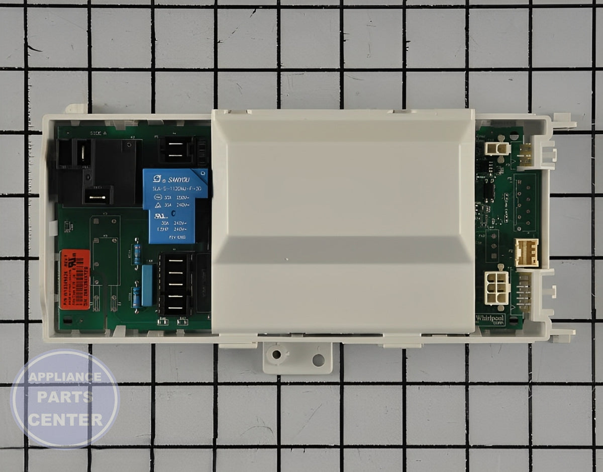 WHIRLPOOL REFRIGERATOR ELECTRONIC CONTROL BOARD W10849080 - Main view showing circuit board and timer for Whirlpool models