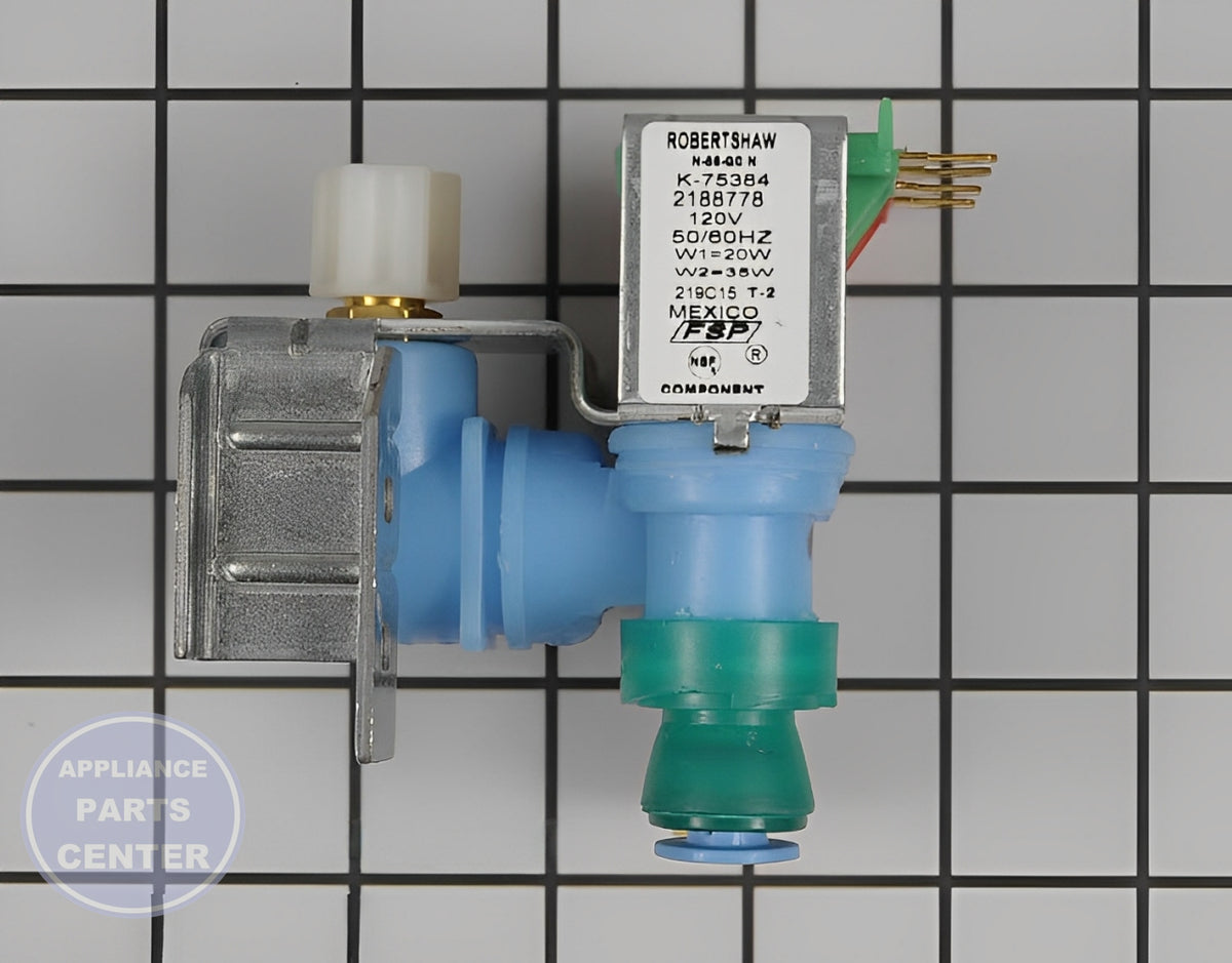 WHIRLPOOL WATER INLET VALVE W10853654 - Main view showing valve & float design for WPL Refrigerator models