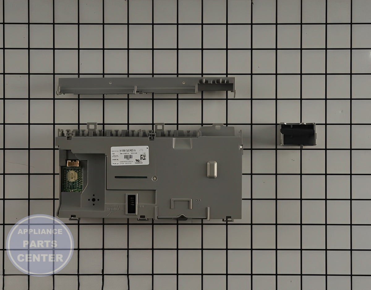 WHIRLPOOL DISHWASHER ELECTRONIC CONTROL BOARD W10854221 - Side view with precise specifications