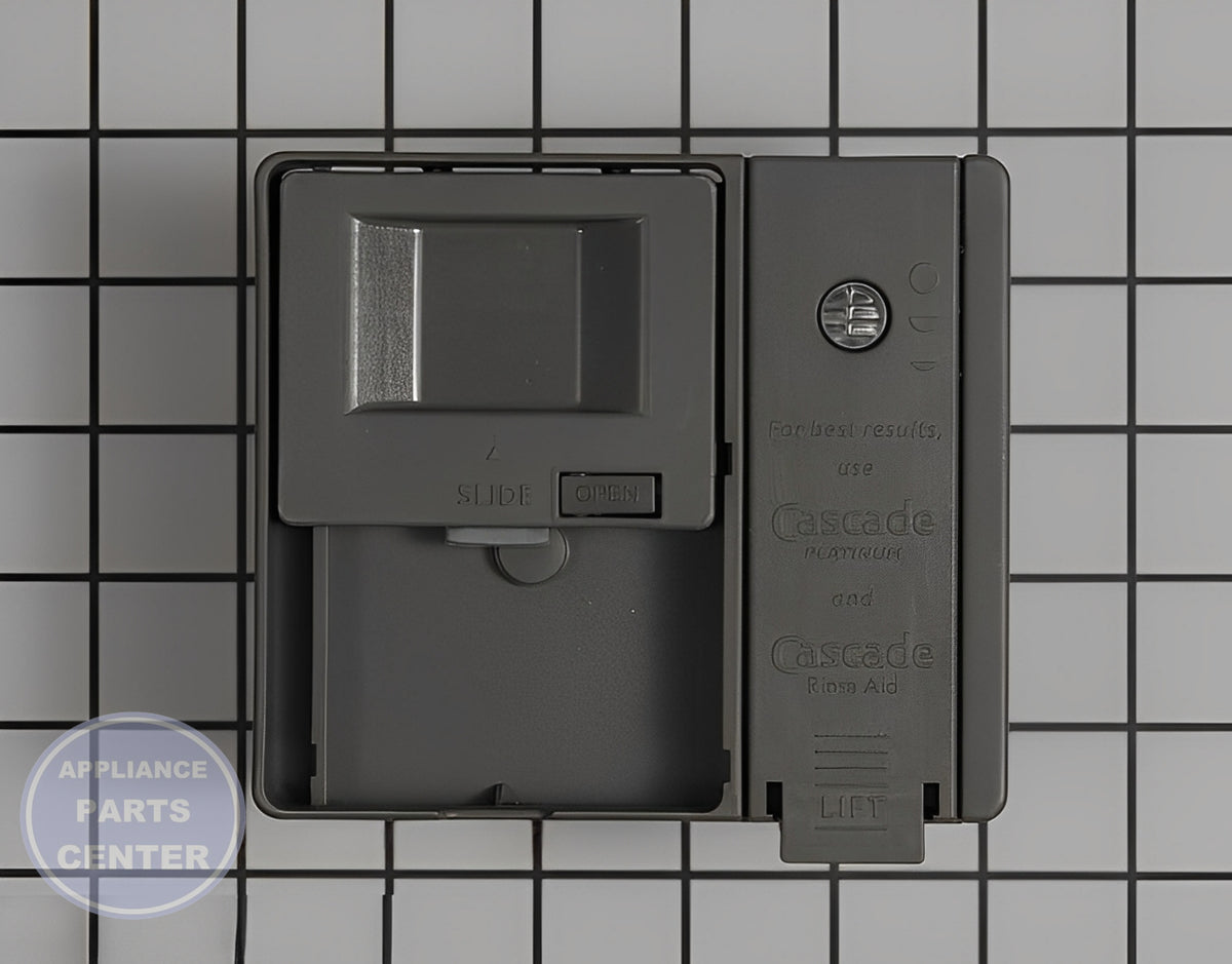 WHIRLPOOL DISHWASHER DETERGENT DISPENSER W10861000 - Main view showing precise detergent release for WPL models