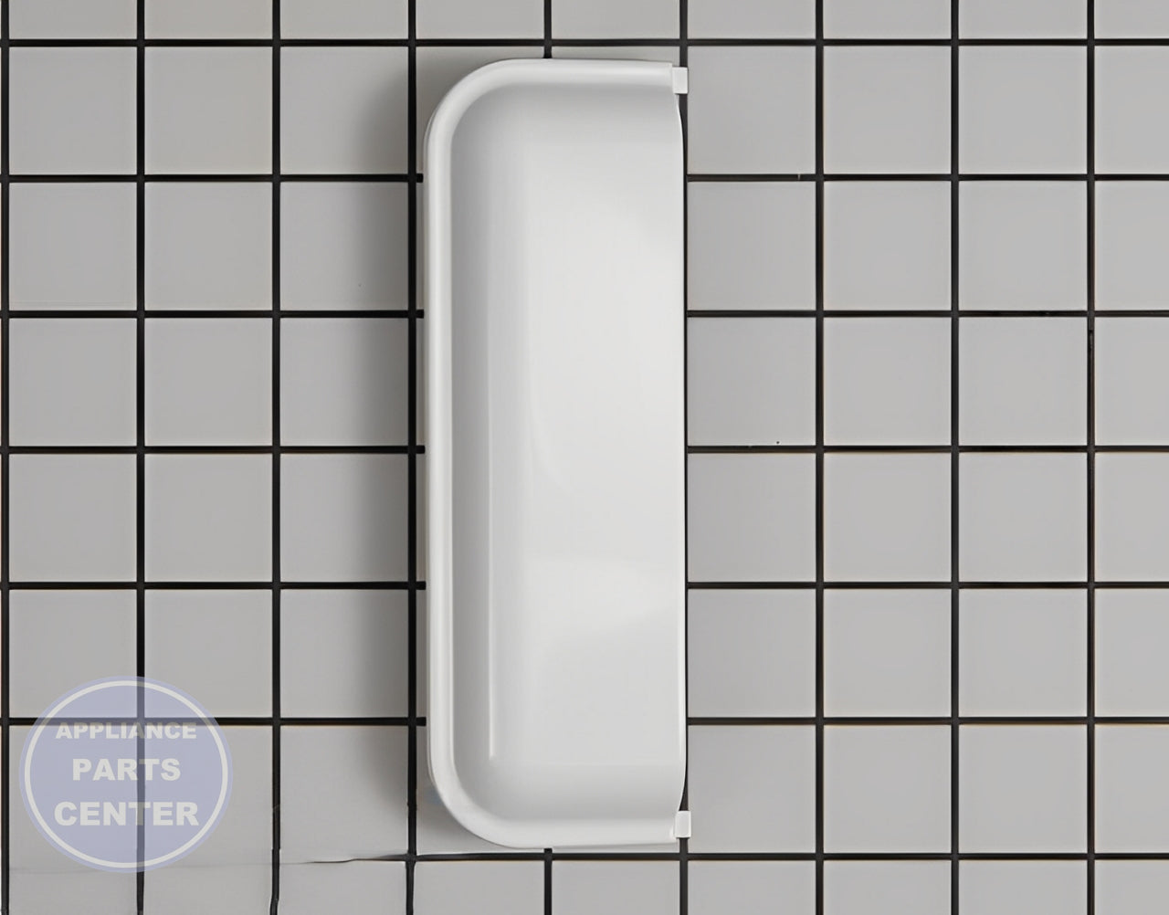 WHIRLPOOL DRYER WHITE DOOR HANDLE W10861225 - Main view showing sturdy design for WPL Dryer