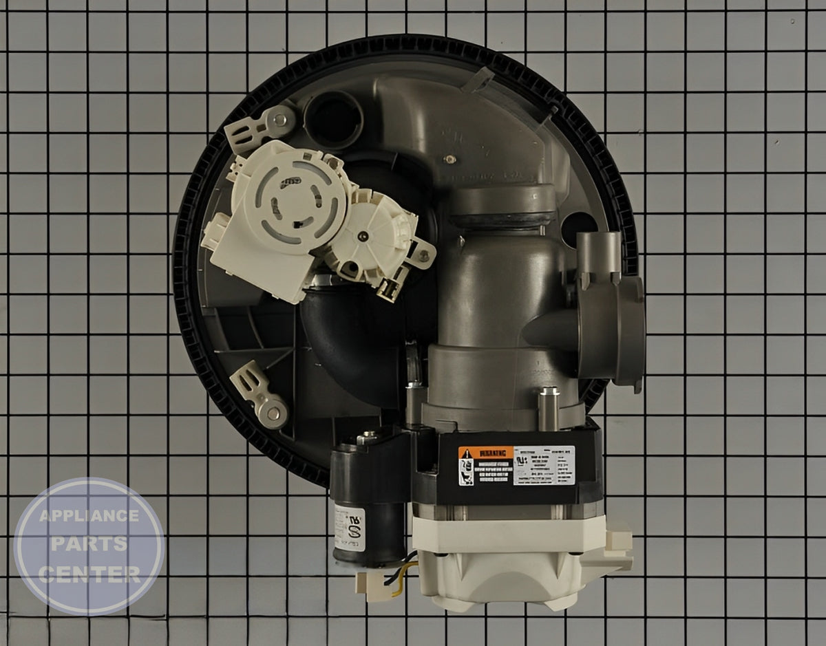 Pump and Motor Assembly W10861526 - Side view with precise measurements